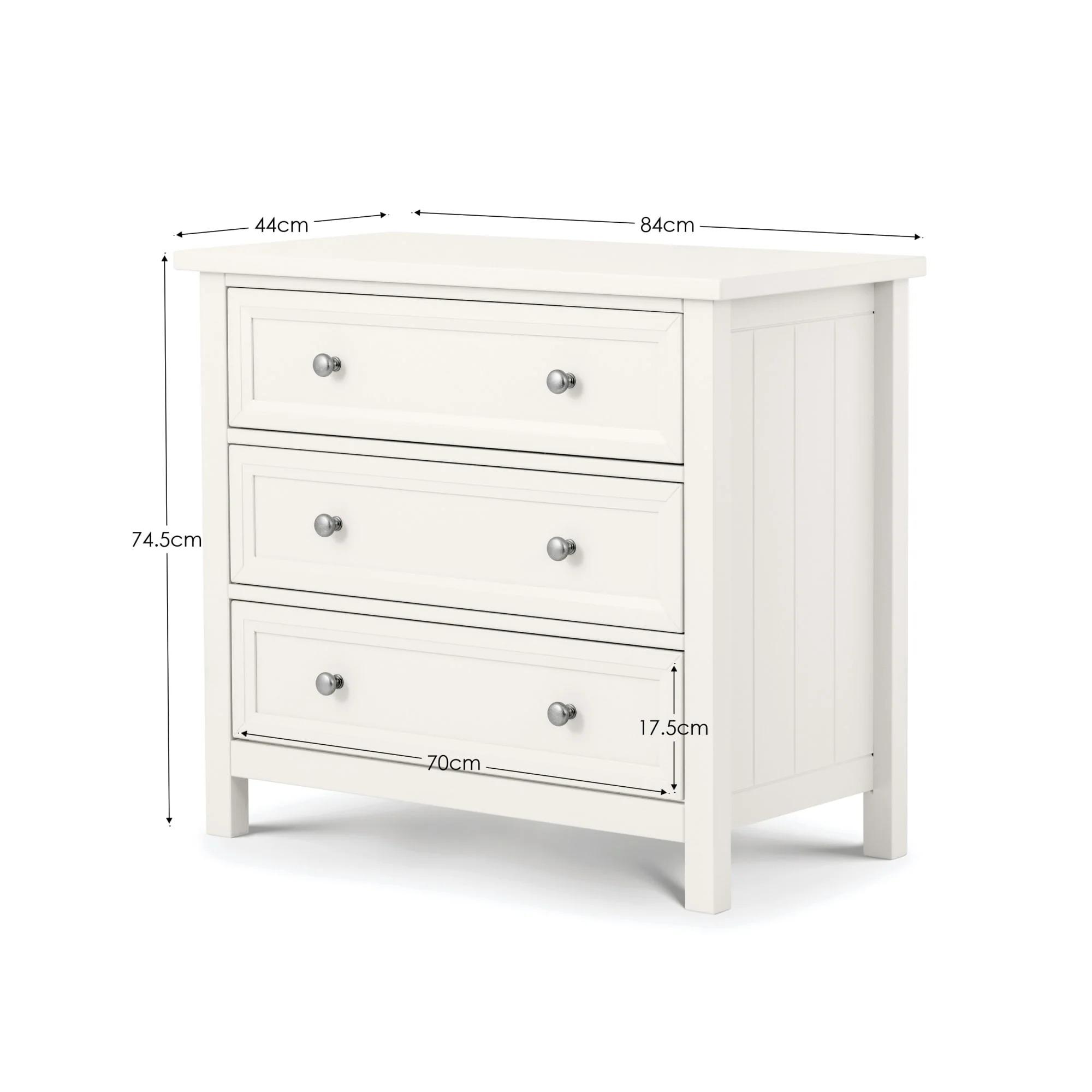 Maine Chest of Drawers - 3 Drawer - Small - White