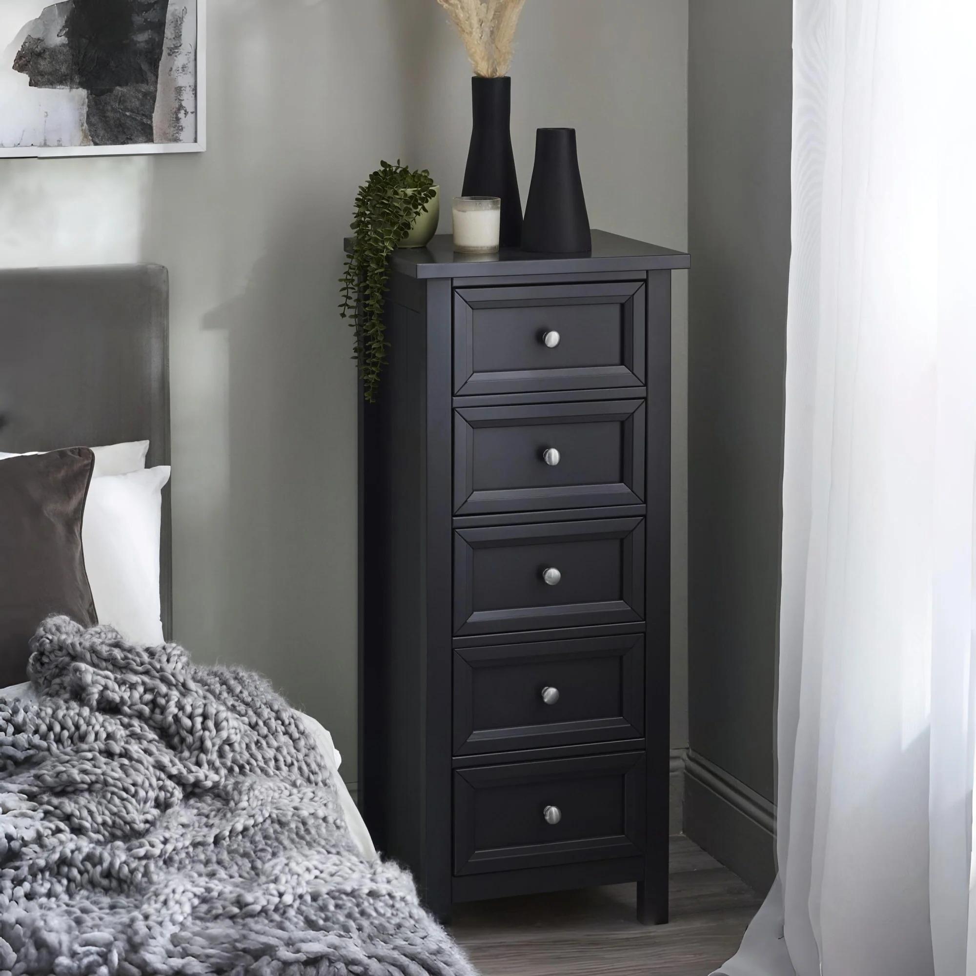 Maine Chest of Drawers - 5 Drawer - Tall - Black