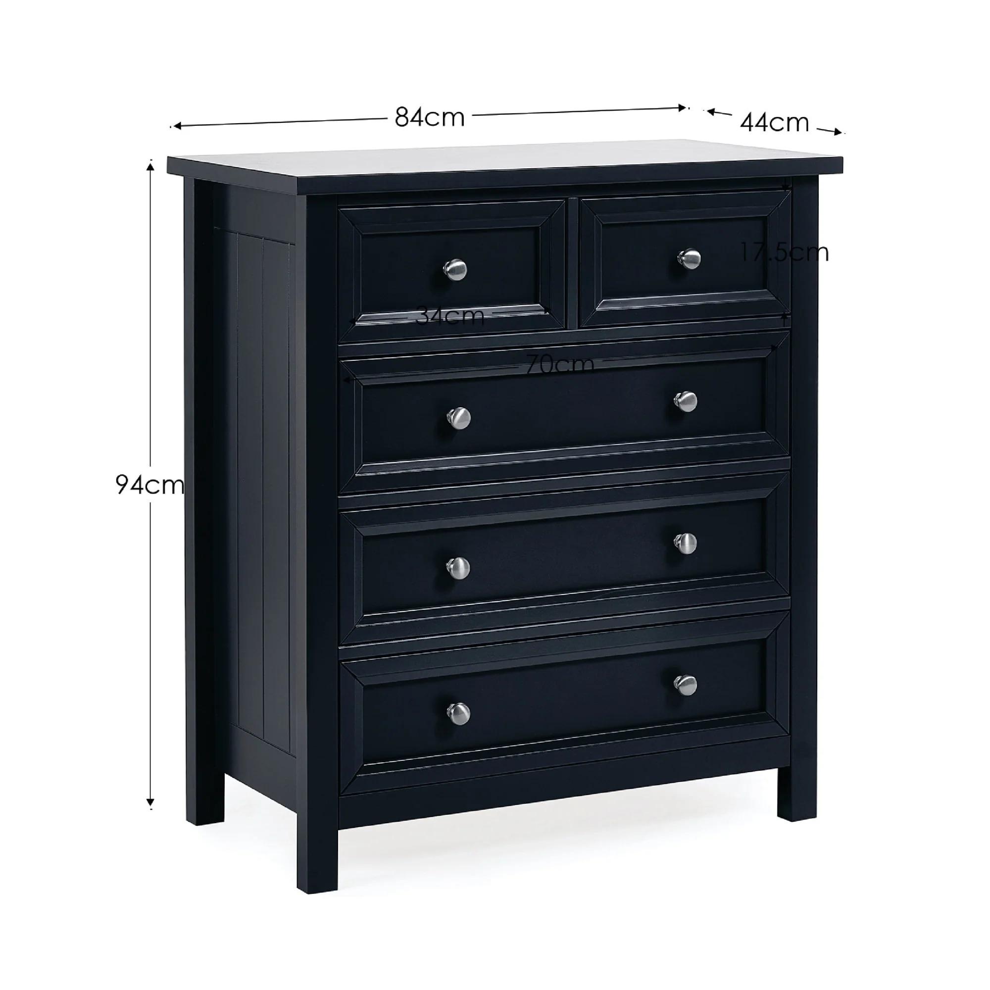 Maine Chest of Drawers - 3+2 Drawer - Black