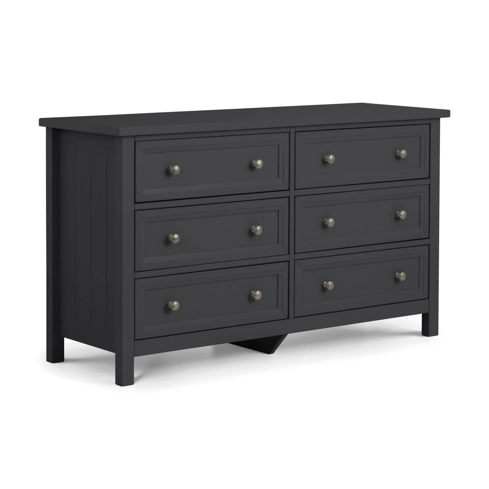 Maine Chest of Drawers - 6 Drawer - Wide - Black