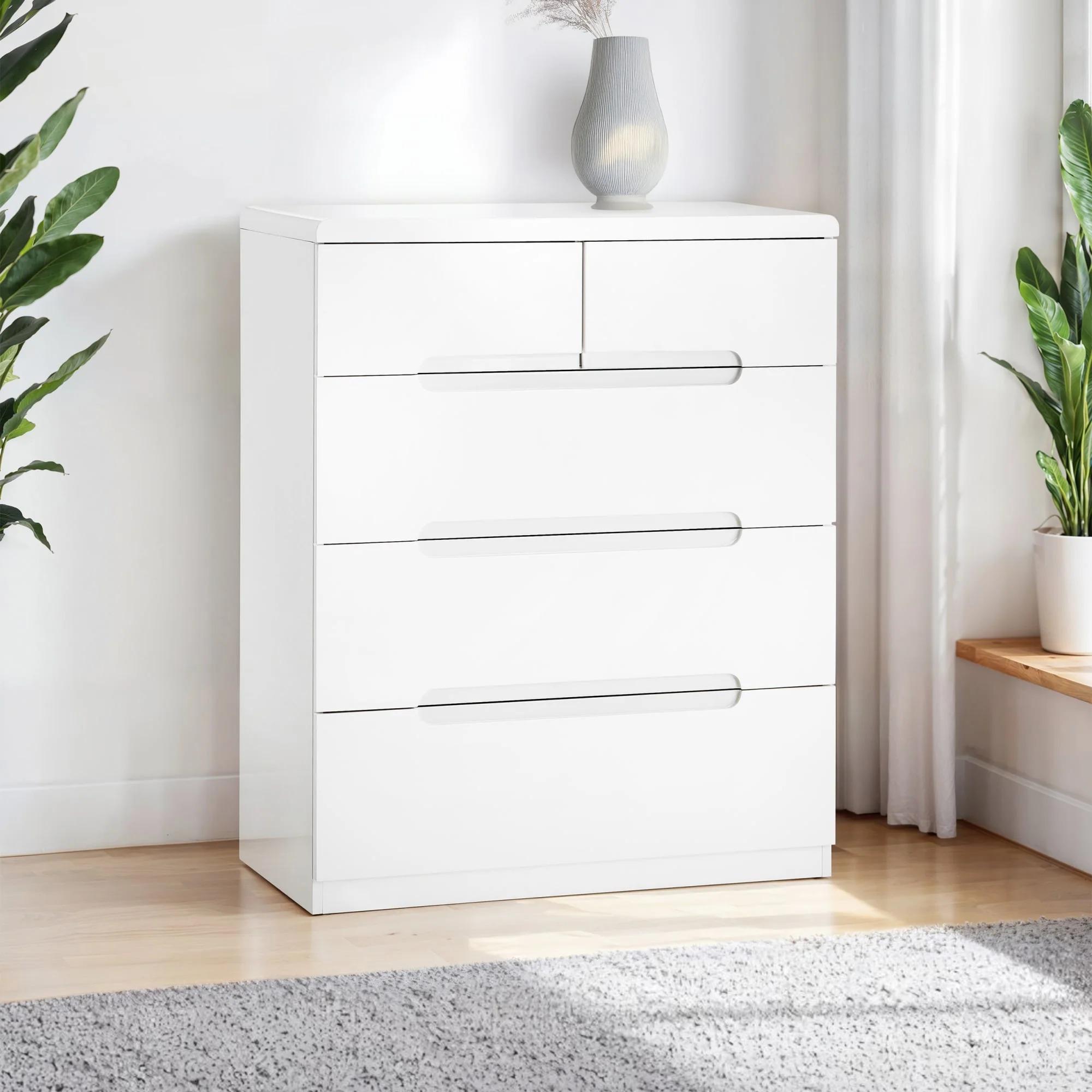Manhattan Chest of Drawers - 3+2 Drawer - White Gloss