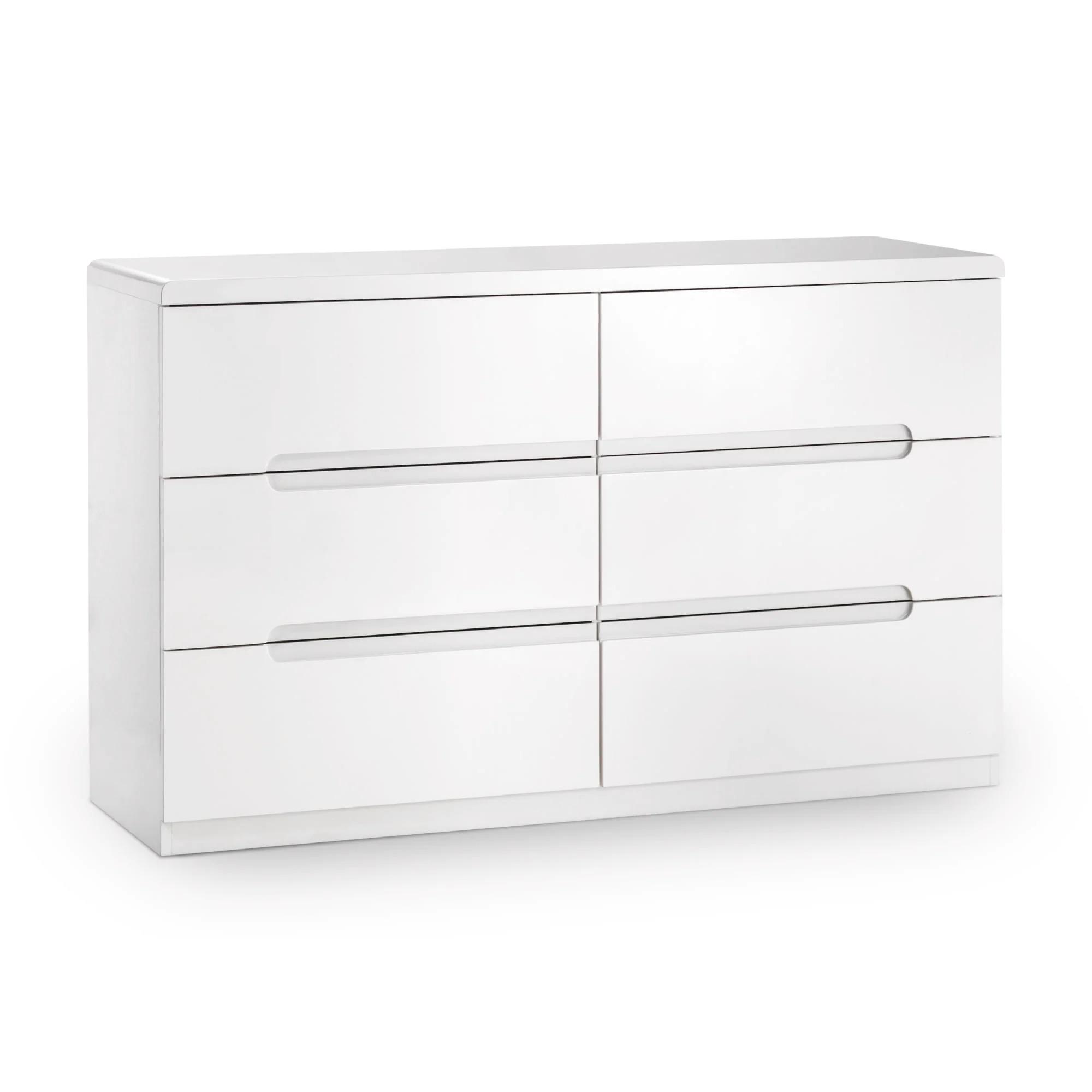 Manhattan Chest of Drawers - 6 Drawer - Wide - White Gloss