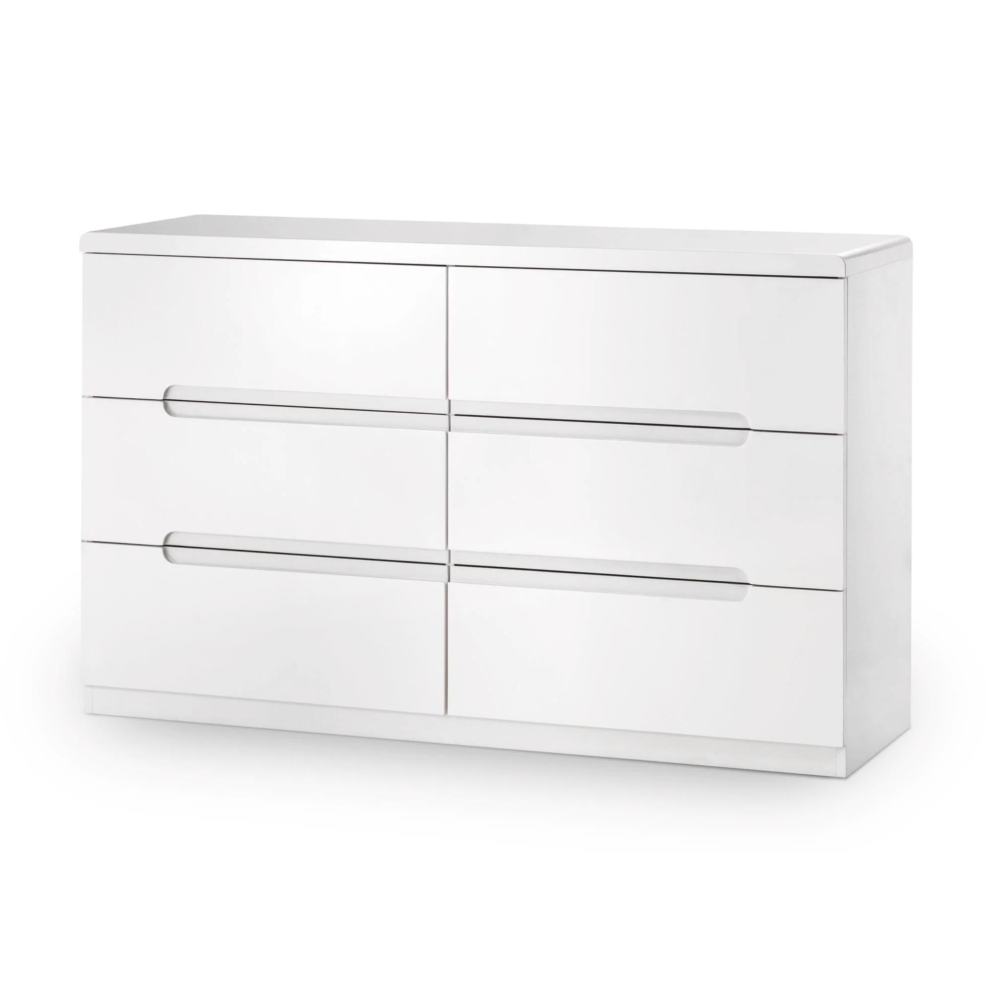 Manhattan Chest of Drawers - 6 Drawer - Wide - White Gloss