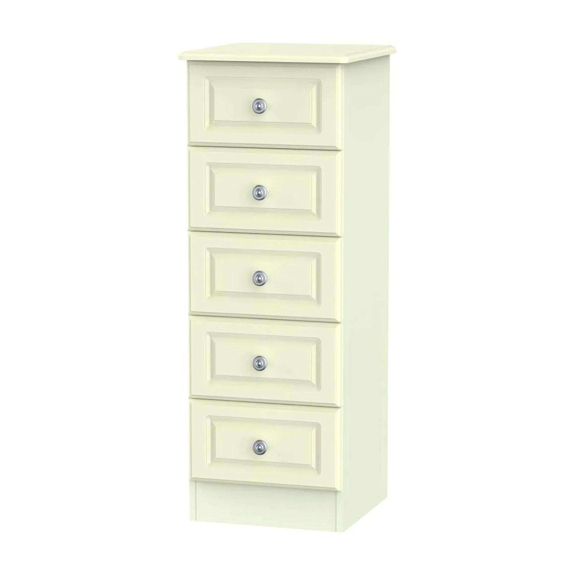 Pembroke Chest - Narrow - 5 Drawer - Cream