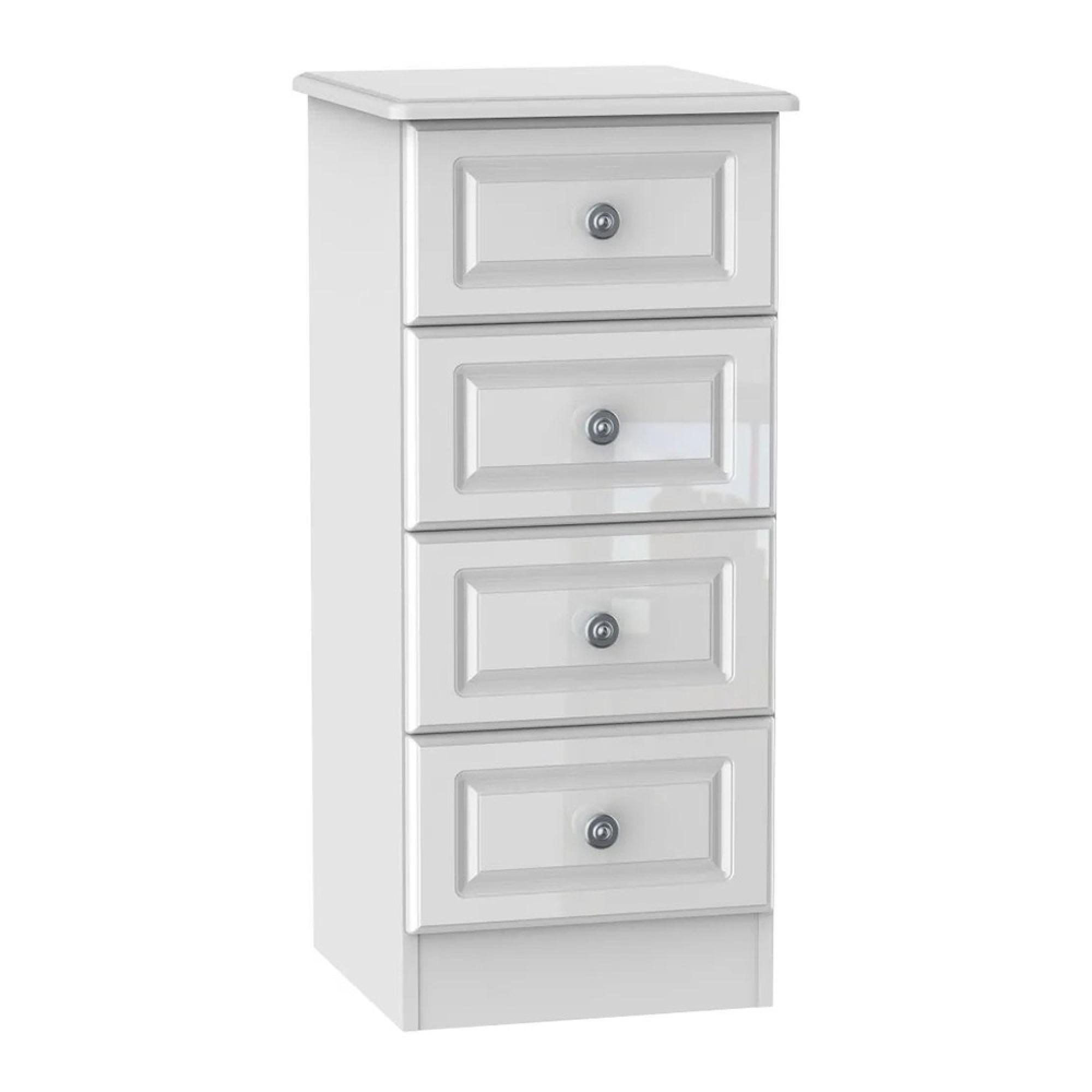 Pembroke Chest - Narrow - 4 Drawer - White Gloss