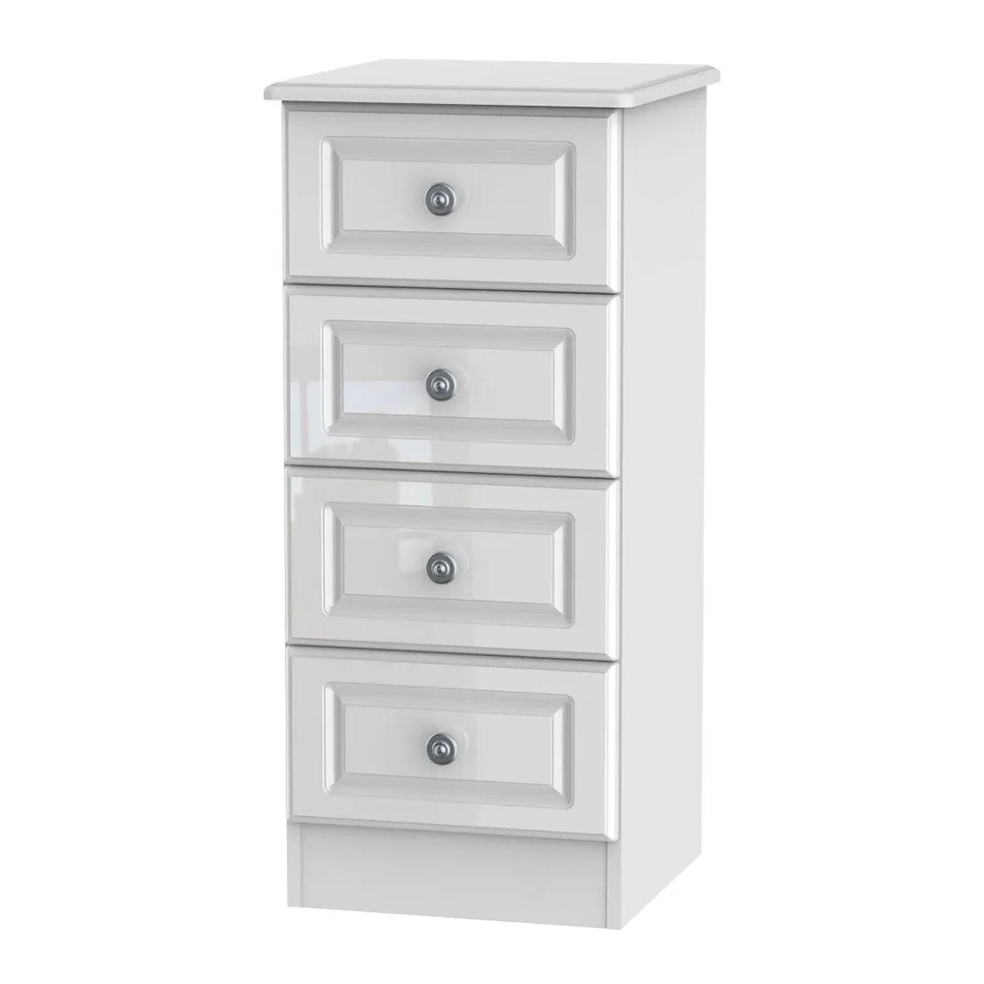 Pembroke Chest - Narrow - 4 Drawer - White Gloss