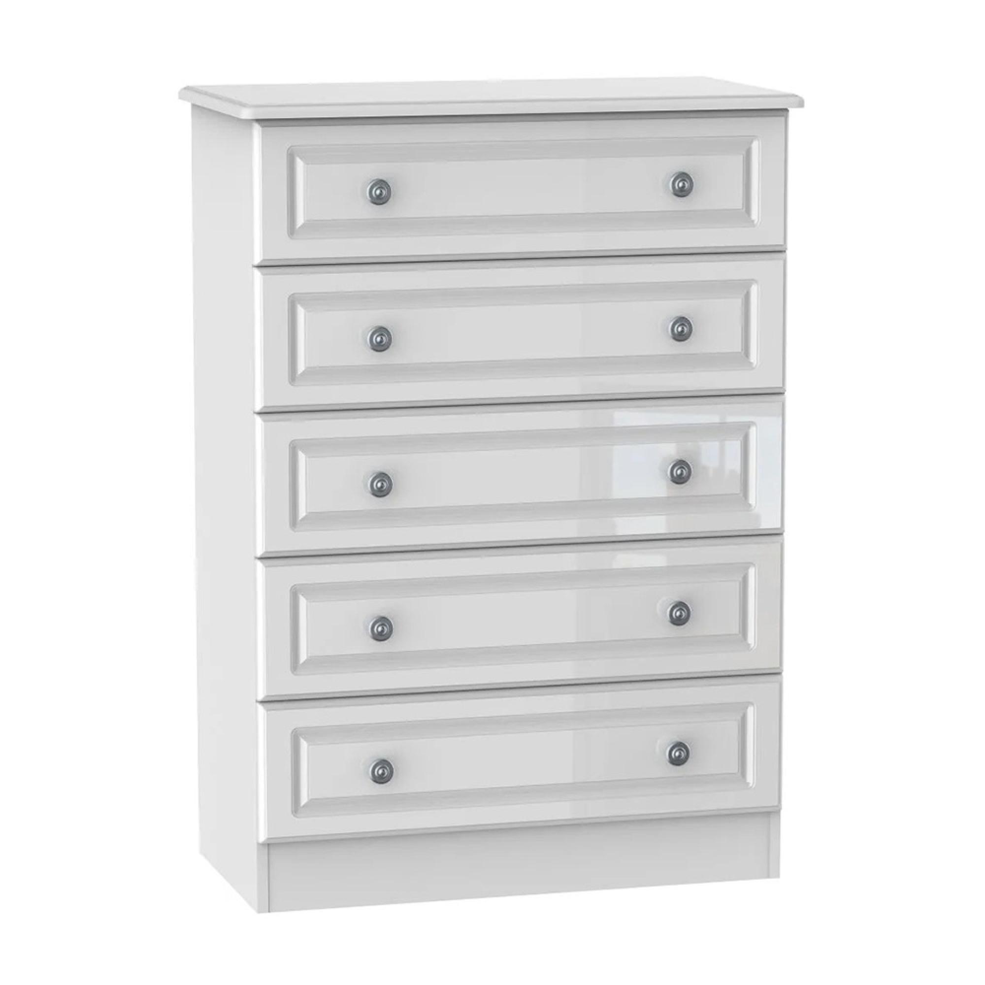 Pembroke Chest - 5 Drawer - White Gloss