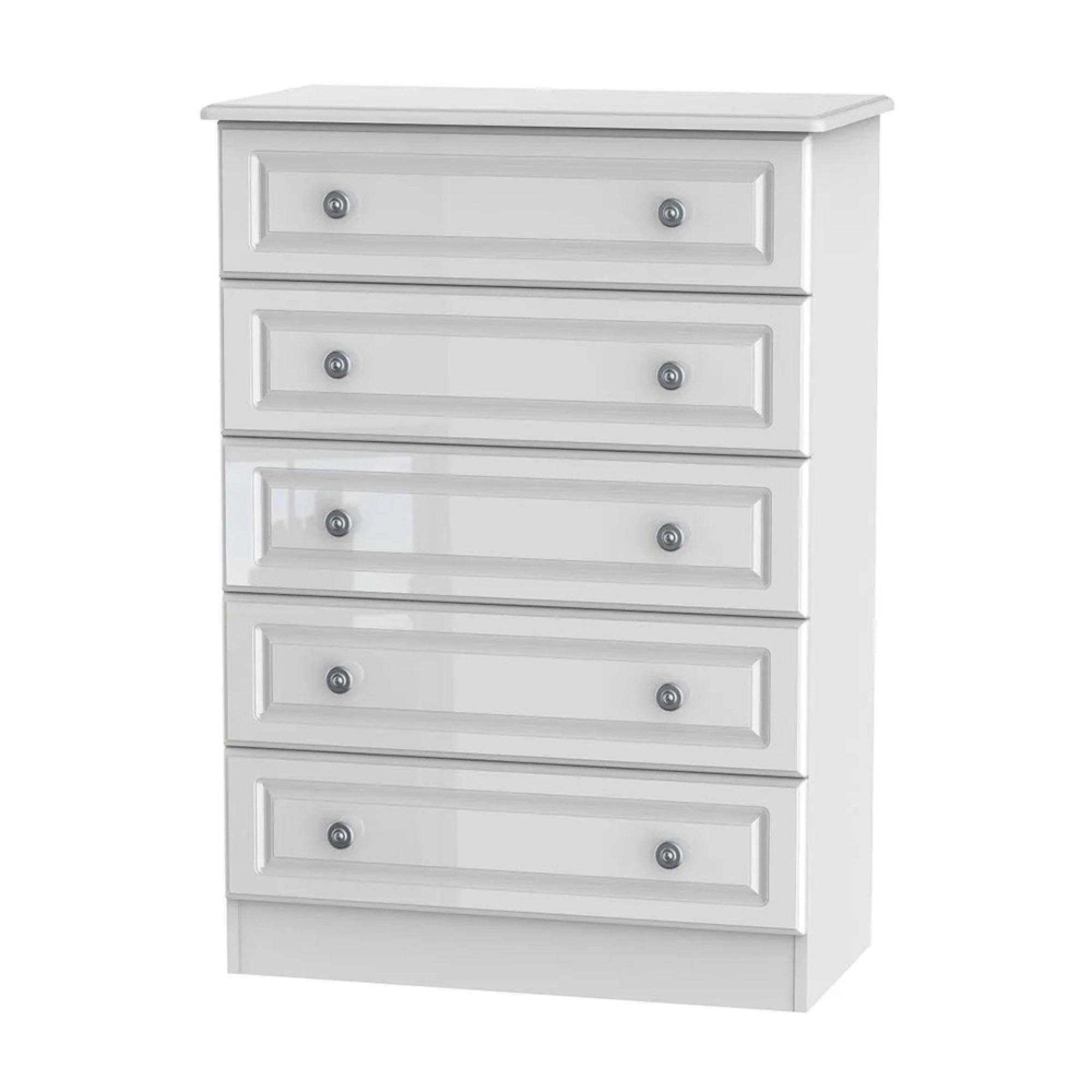 Pembroke Chest - 5 Drawer - White Gloss