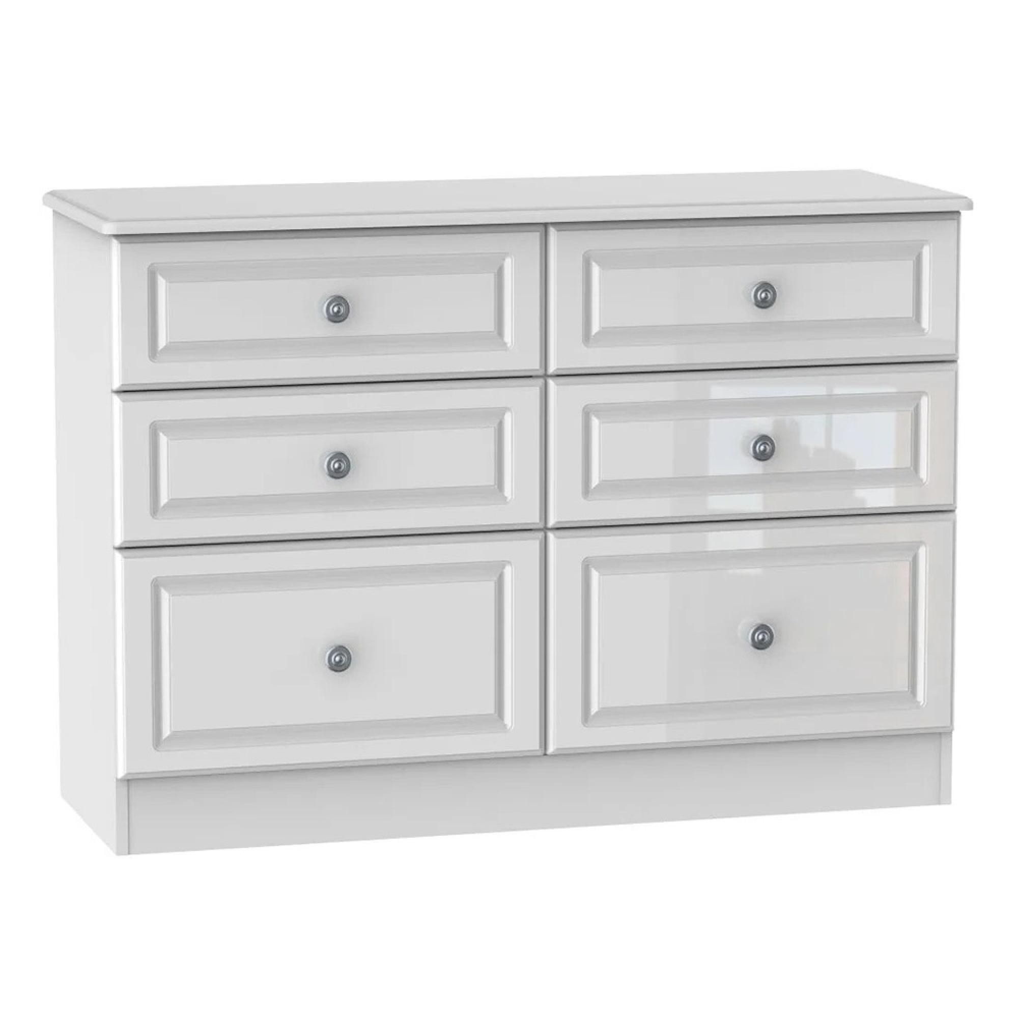 Pembroke Chest - Midi - 6 Drawer - White Gloss