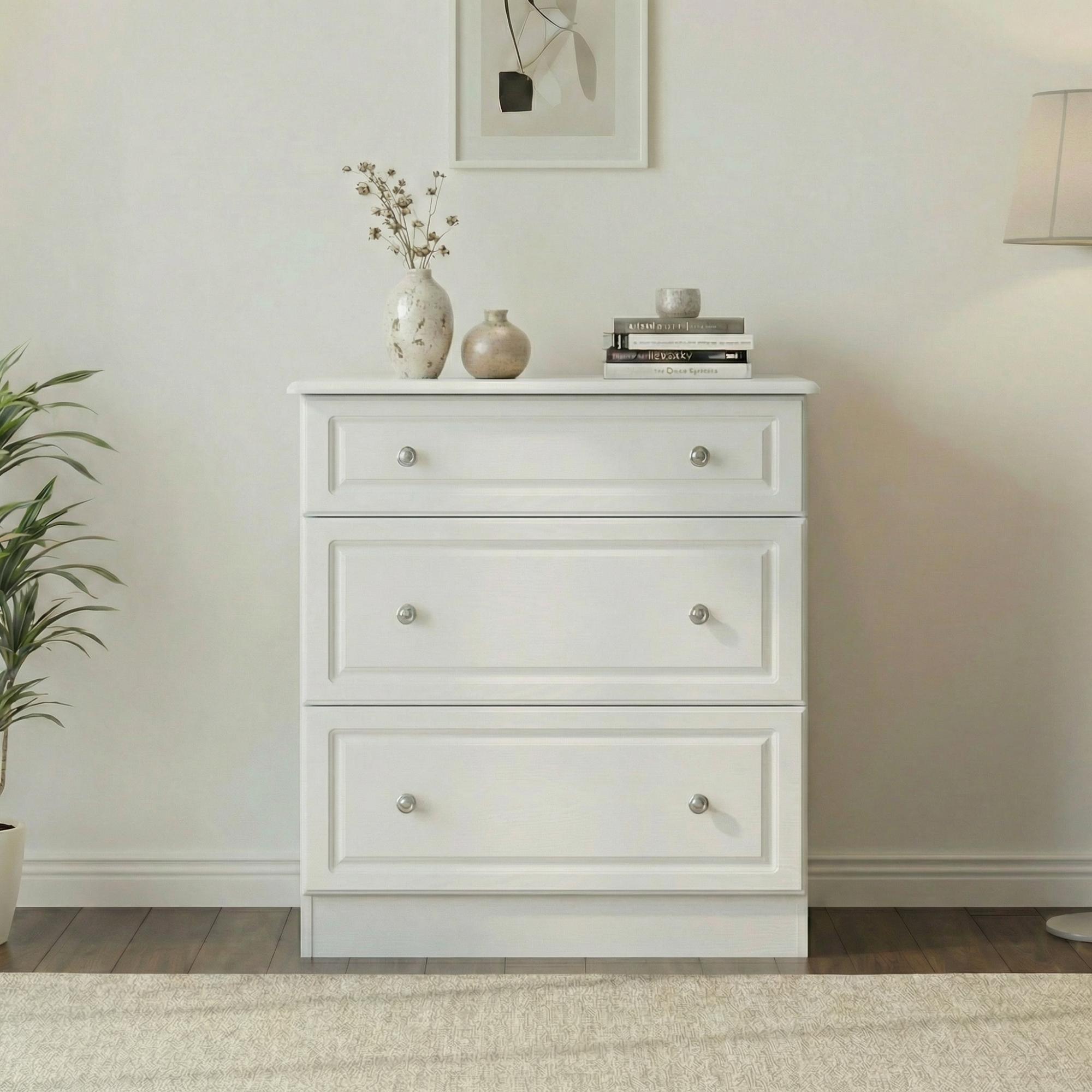 Pembroke White 3 Drawer Deep Chest
