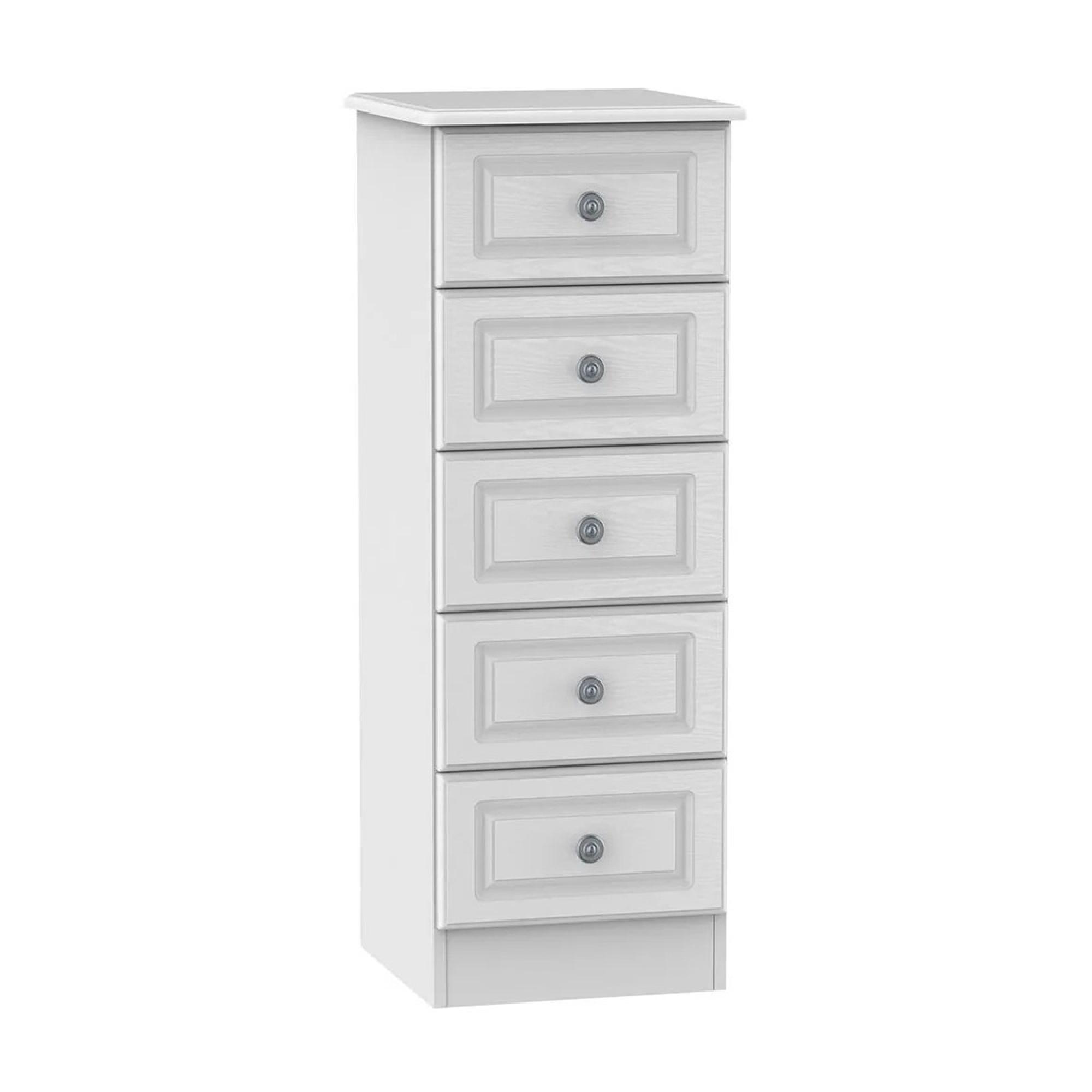Pembroke Chest - Narrow - 5 Drawer - White