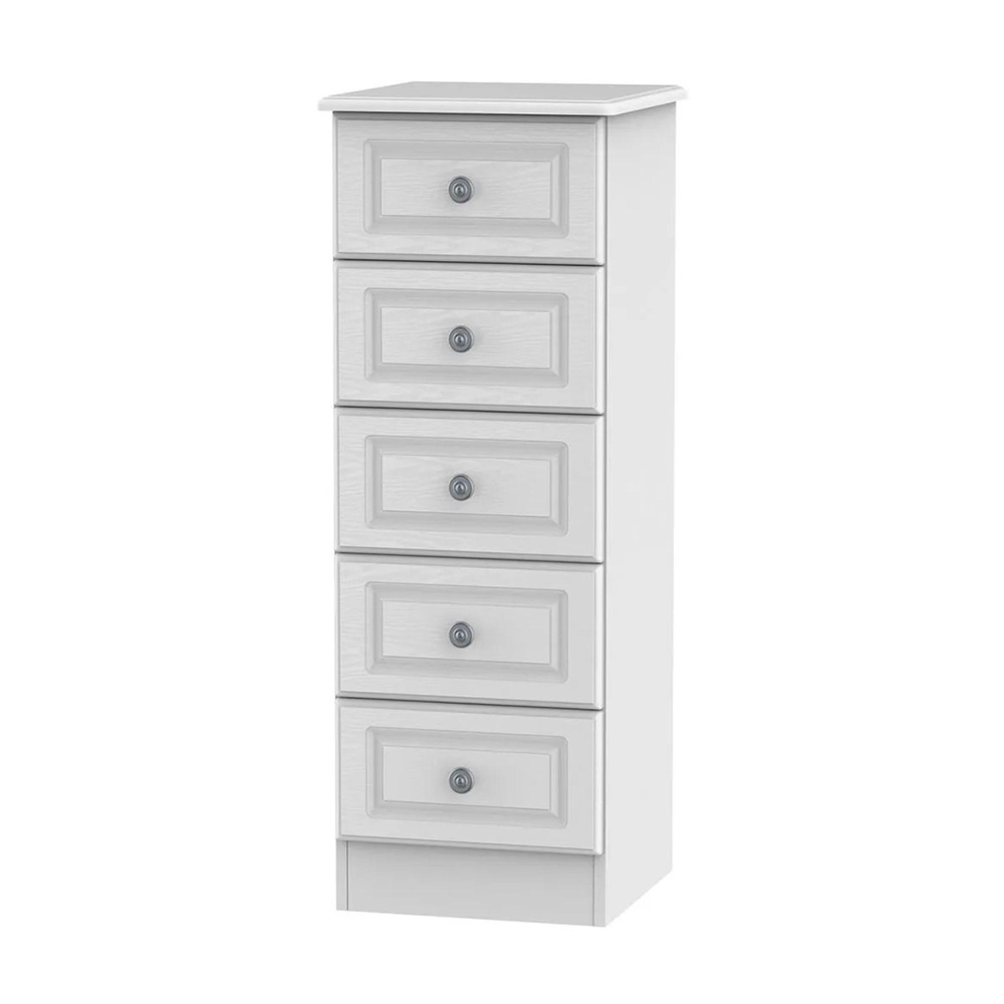 Pembroke Chest - Narrow - 5 Drawer - White