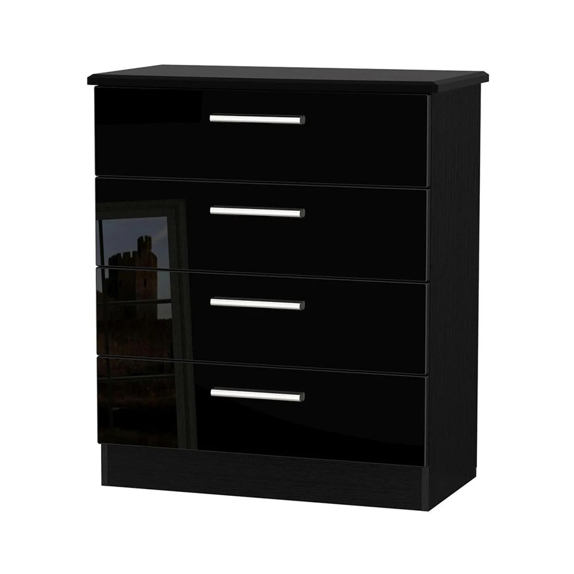 Knightsbridge Chest - 4 Drawer - Black Gloss