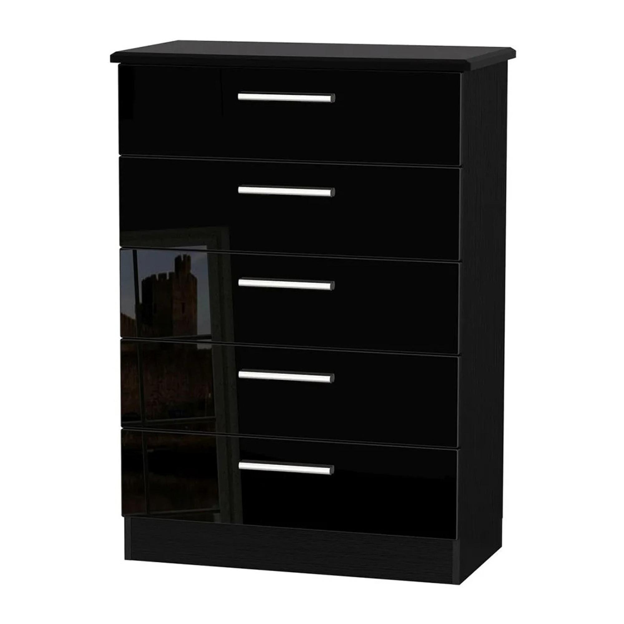Knightsbridge Chest - 5 Drawer - Black Gloss