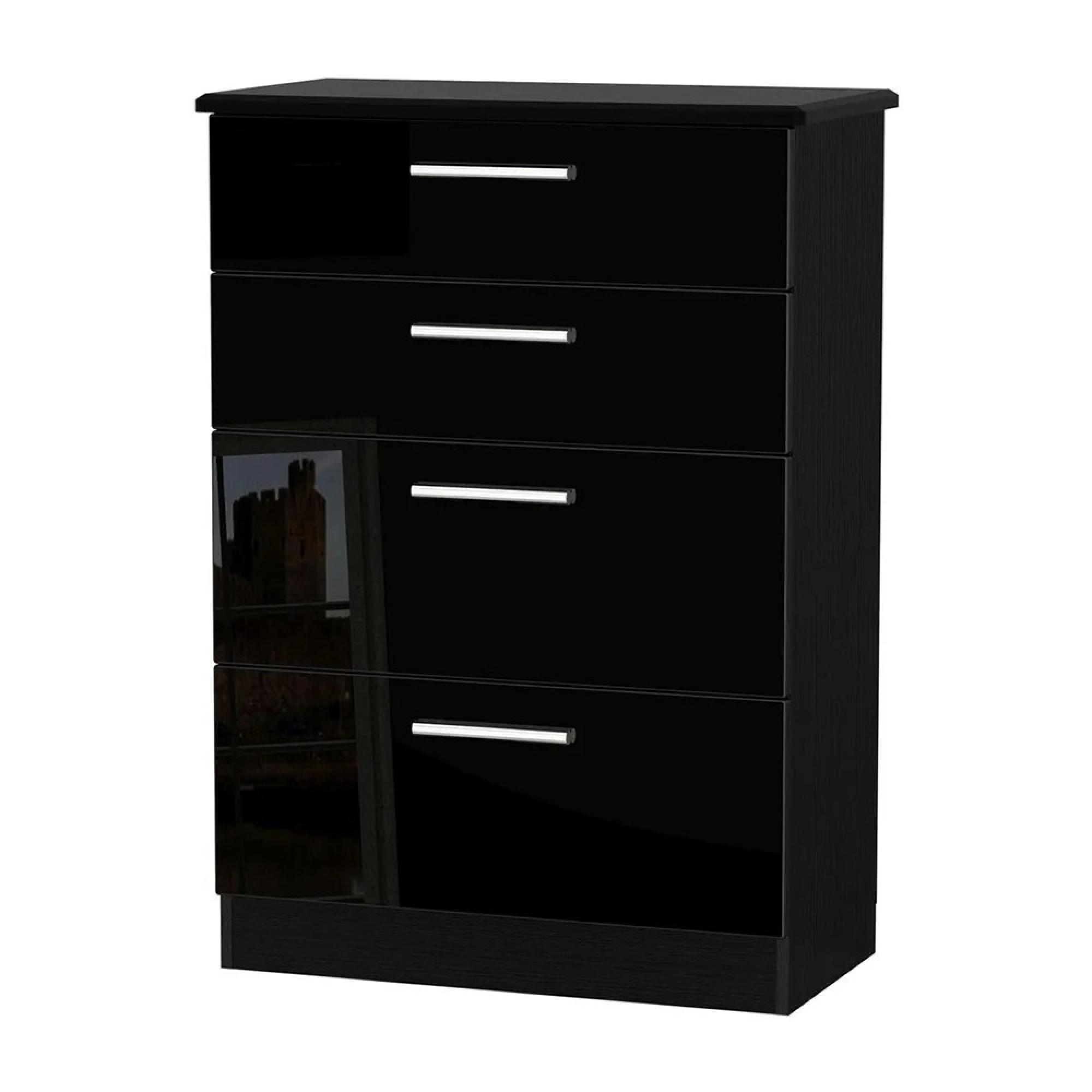 Knightsbridge Deep Chest - 4 Drawer - Black Gloss