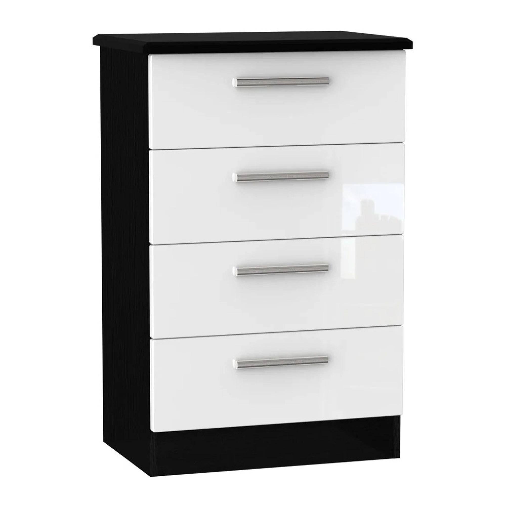 Knightsbridge Chest - Midi - 4 Drawer - White Gloss and Black