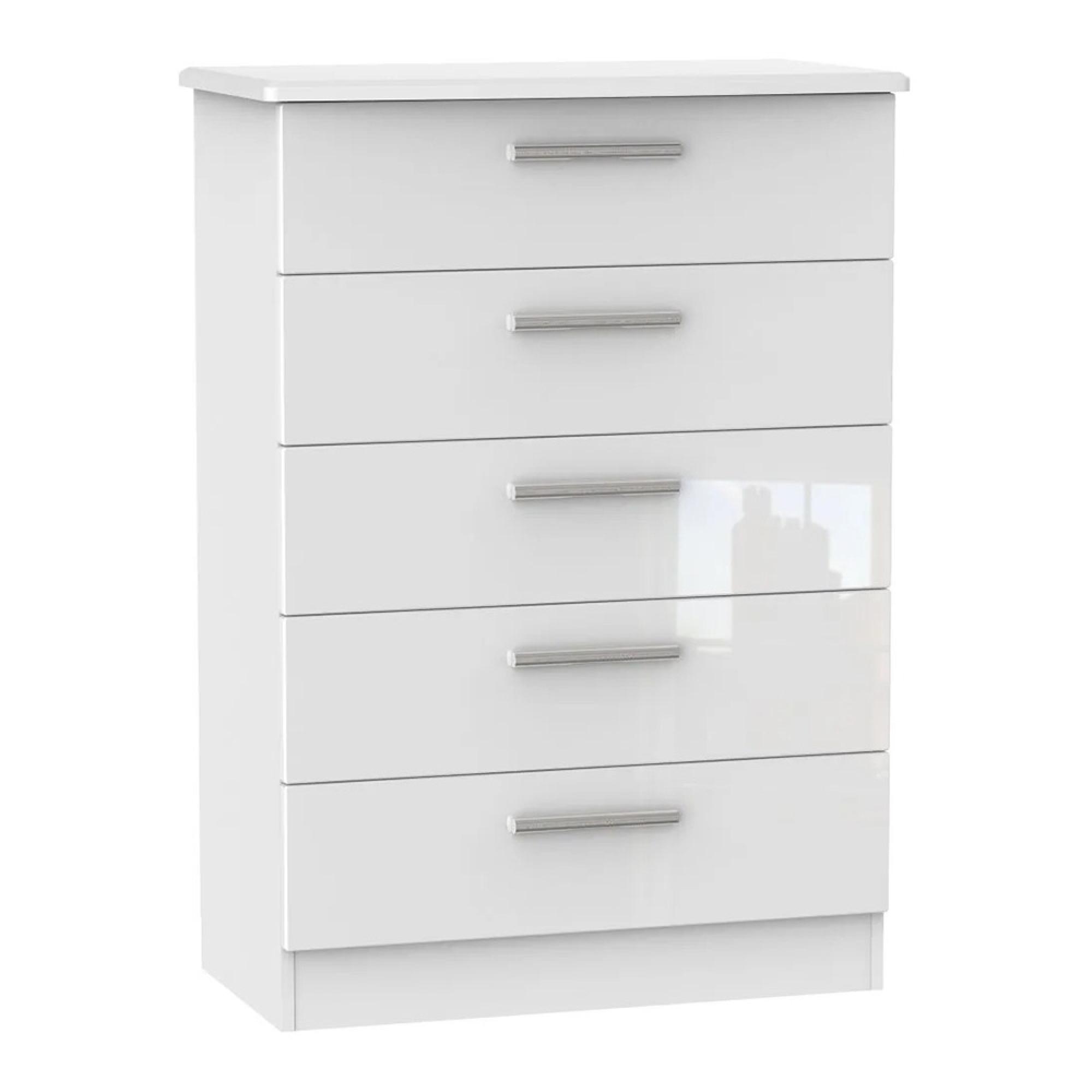 Knightsbridge Chest - 5 Drawer - White Gloss