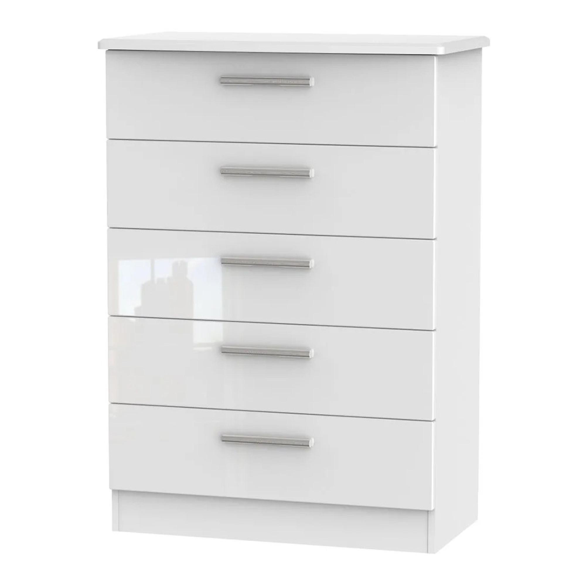 Knightsbridge Chest - 5 Drawer - White Gloss