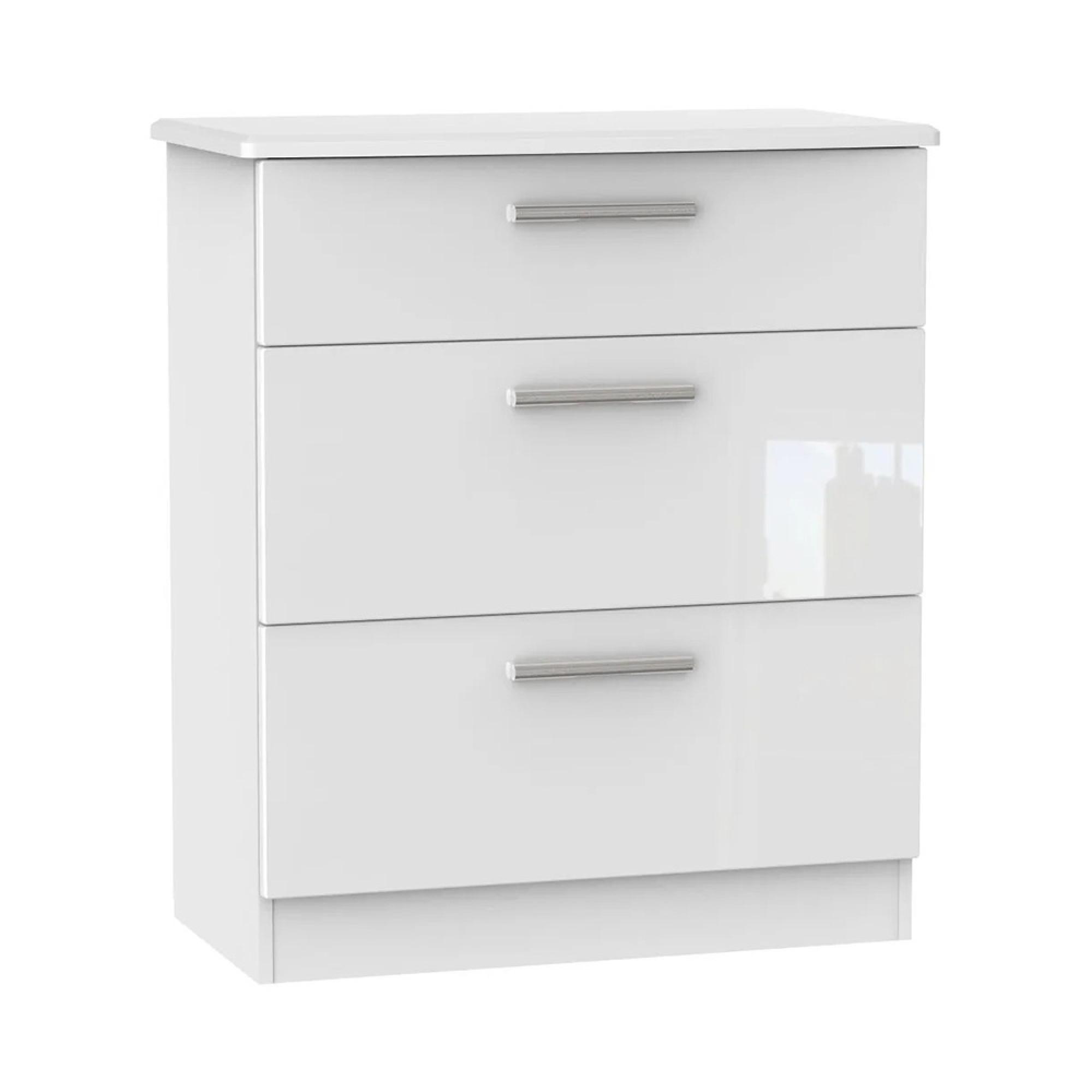 Knightsbridge Chest - Deep - 3 Drawer - White Gloss