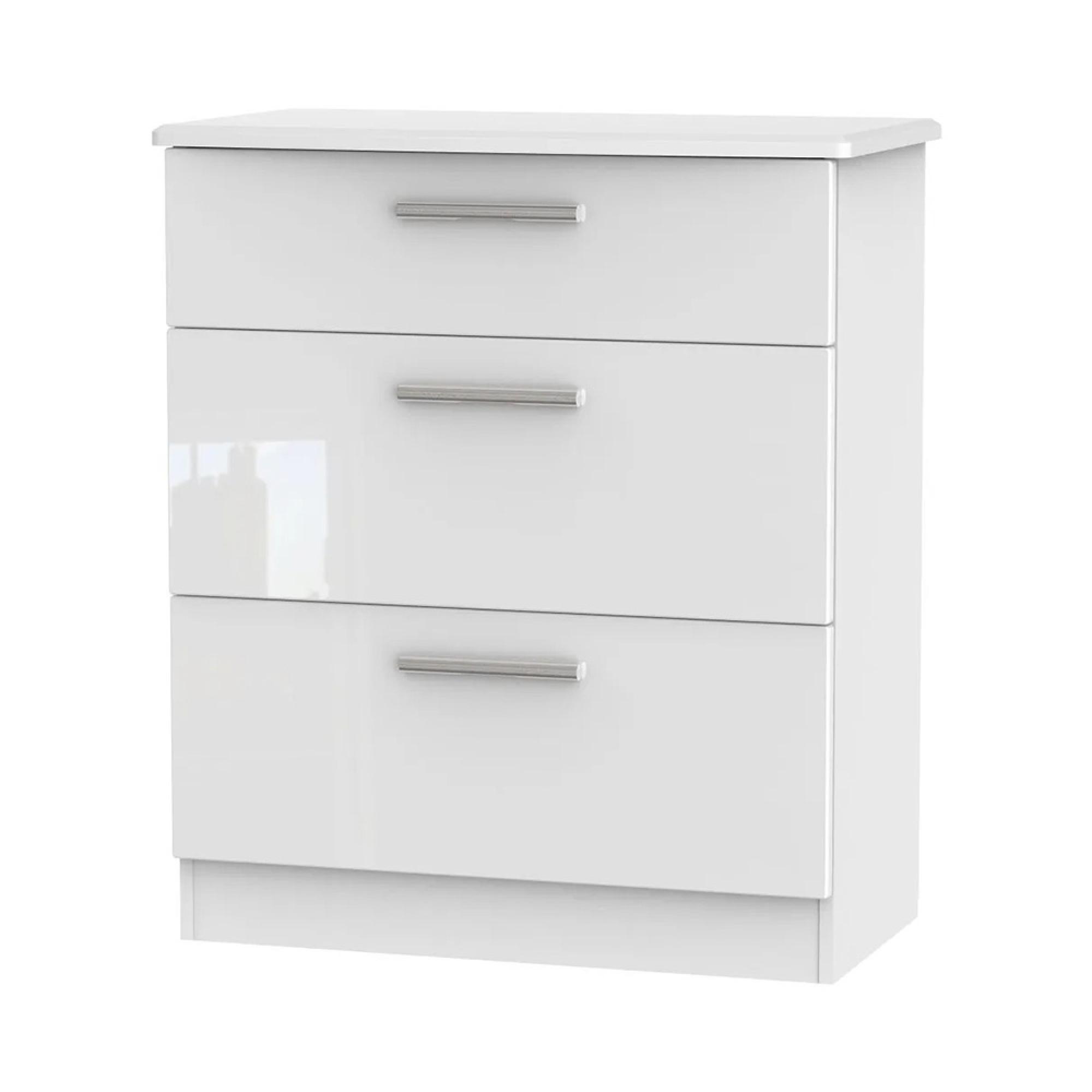 Knightsbridge Chest - Deep - 3 Drawer - White Gloss