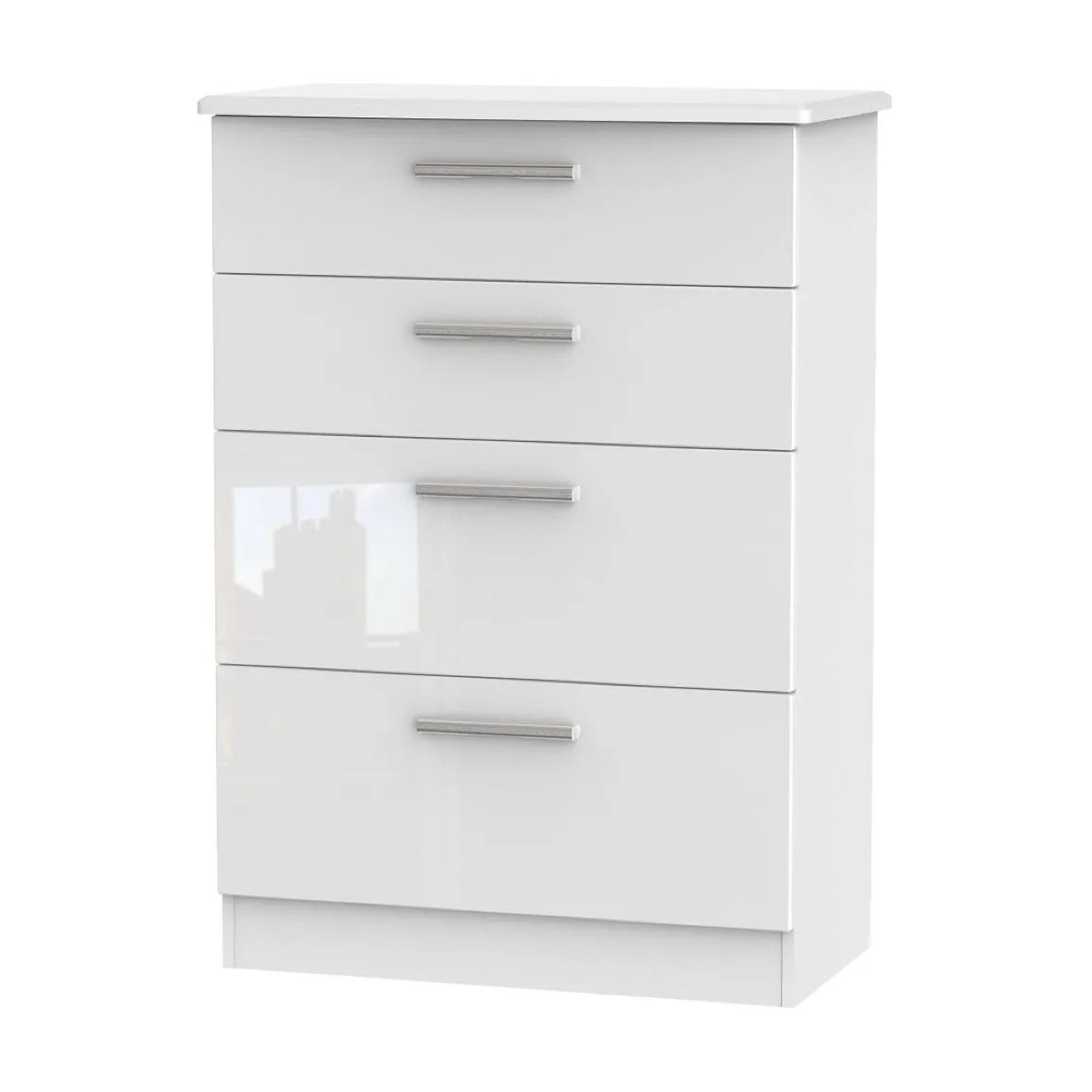 Knightsbridge Chest - Deep - 4 Drawer - White Gloss