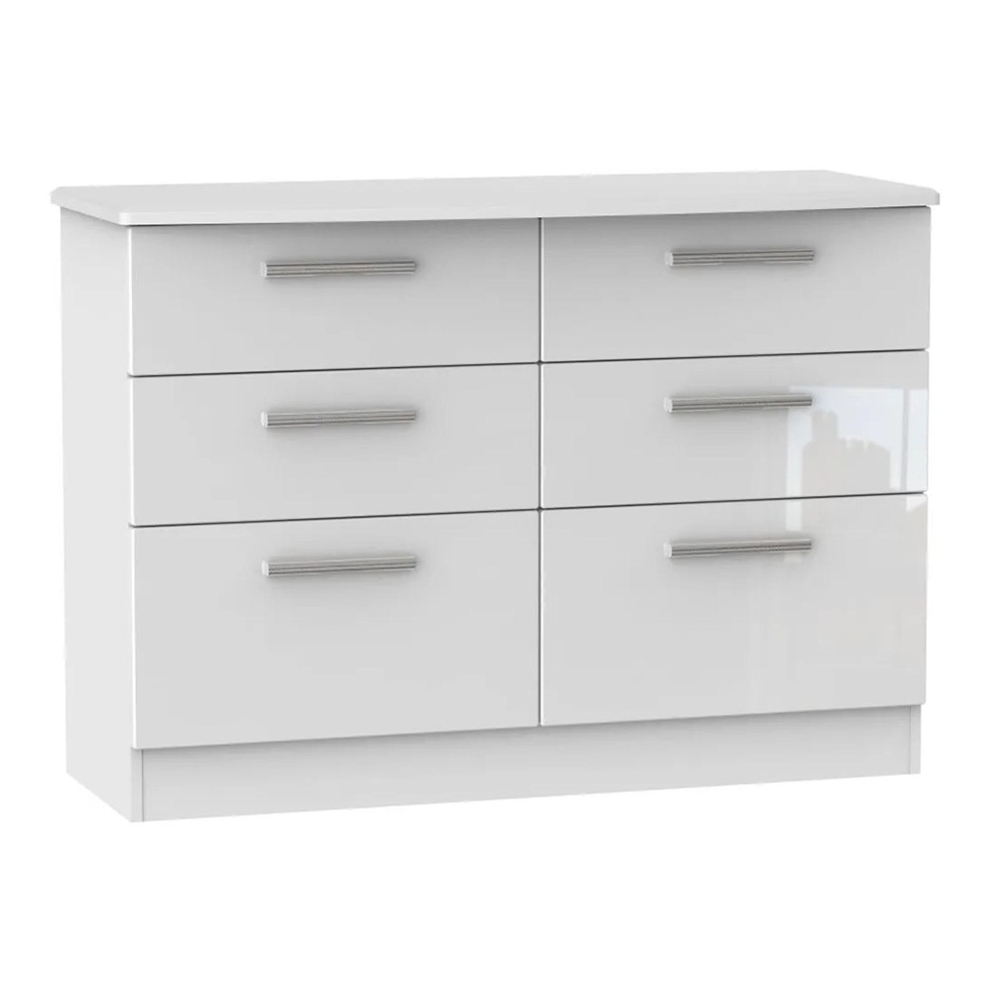 Knightsbridge Chest - Midi - 6 Drawer - White Gloss