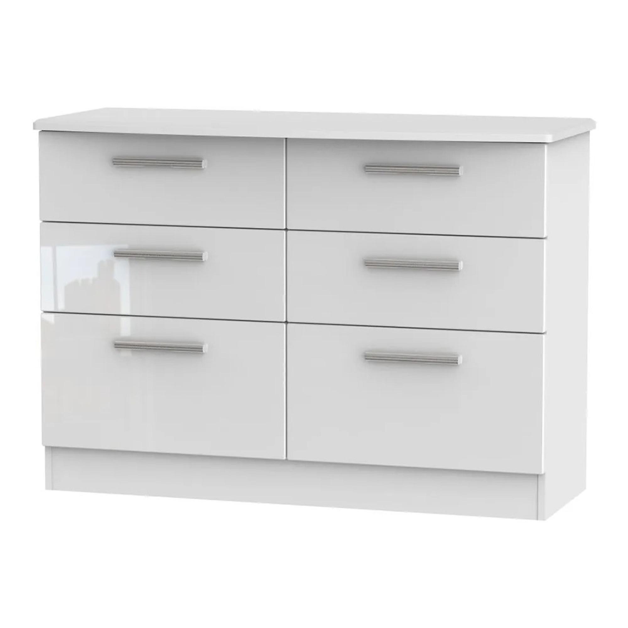 Knightsbridge Chest - Midi - 6 Drawer - White Gloss