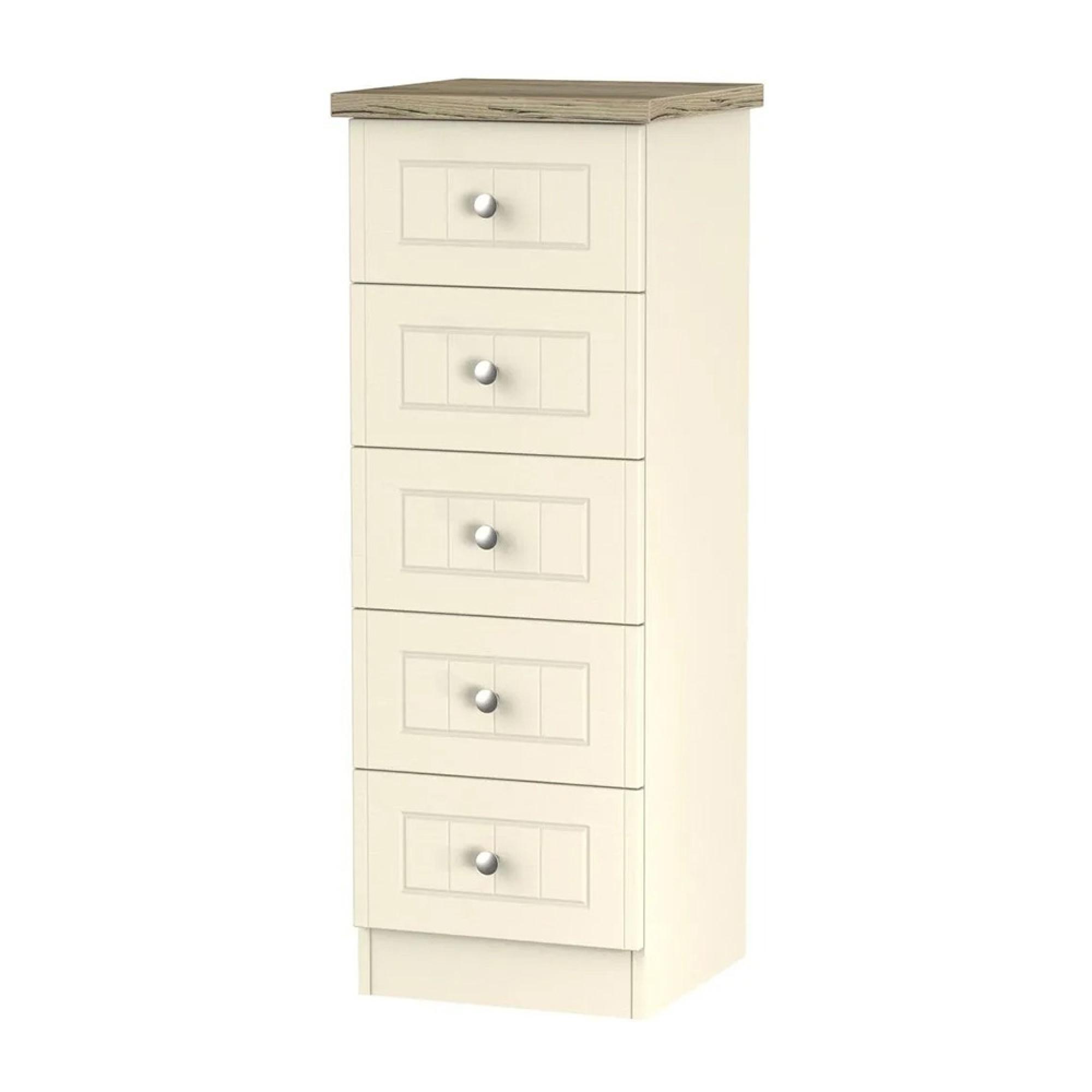 Vienna Chest - 5 Drawer - Narrow - Cream