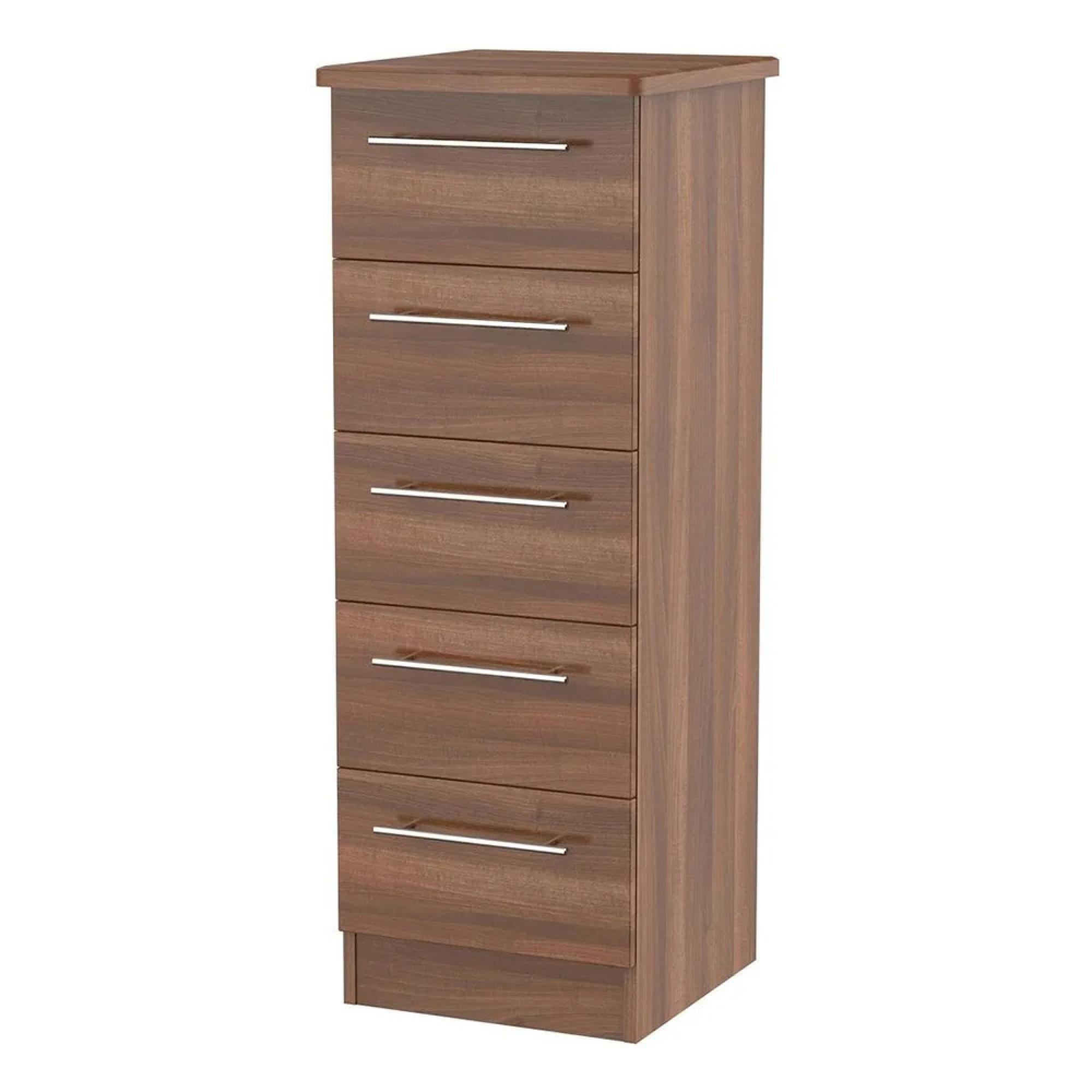 Sherwood Narrow Chest - 5 Drawer - Walnut