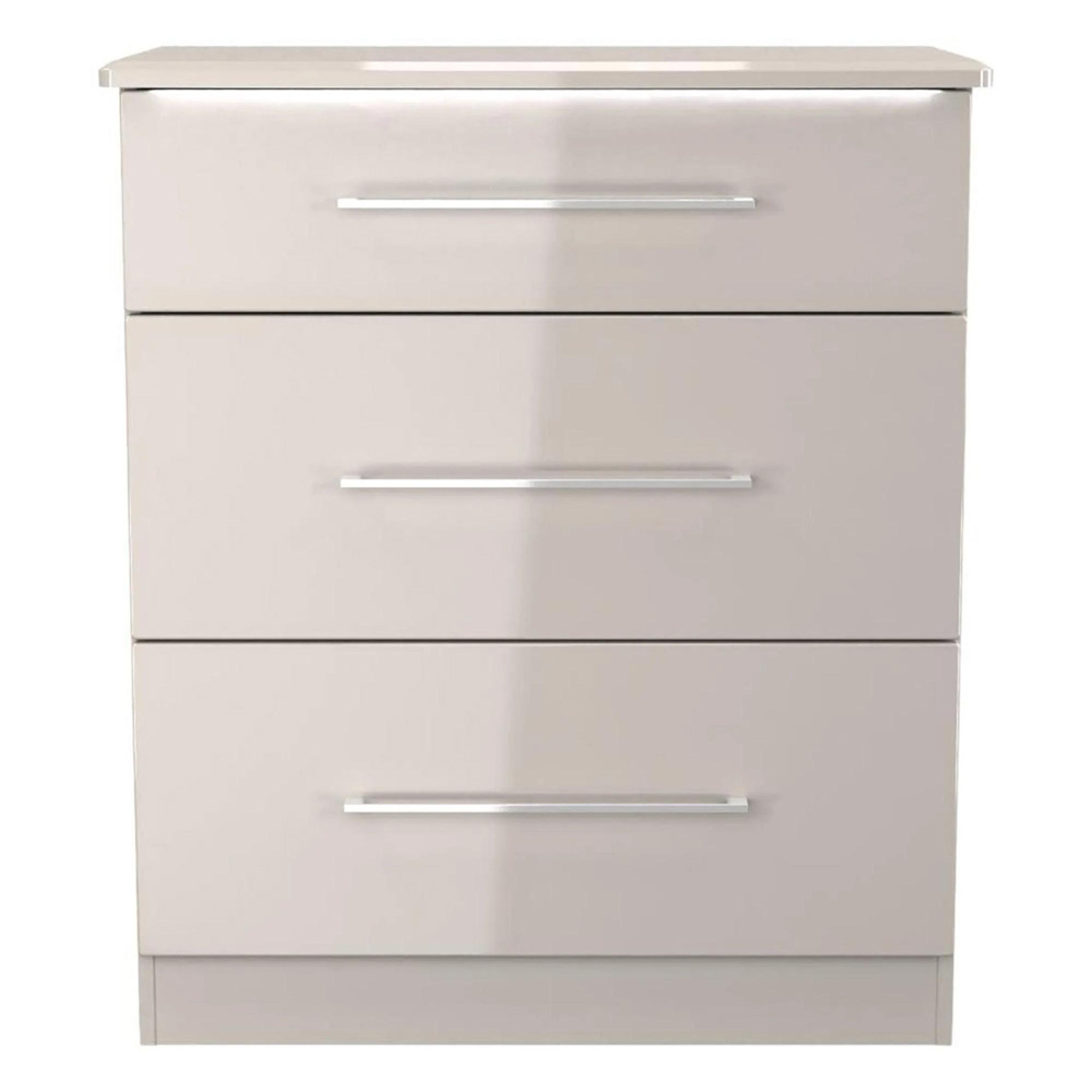 Paris Chest - Deep - 3 Drawer - Cashmere Gloss
