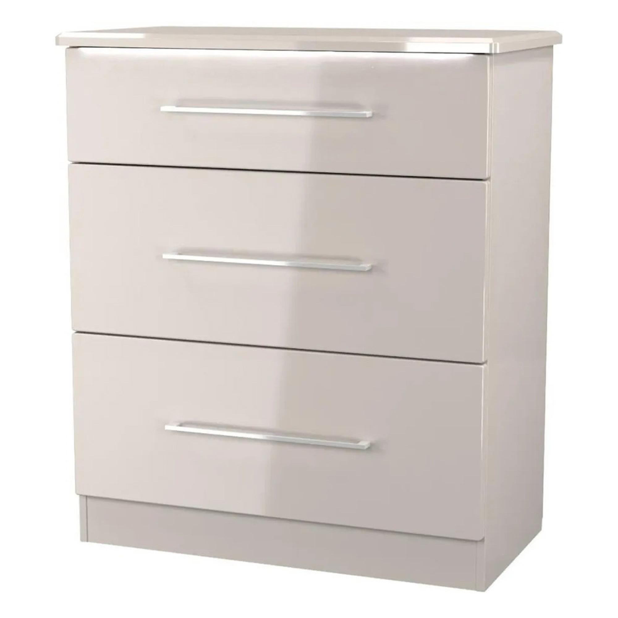 Paris Chest - Deep - 3 Drawer - Cashmere Gloss