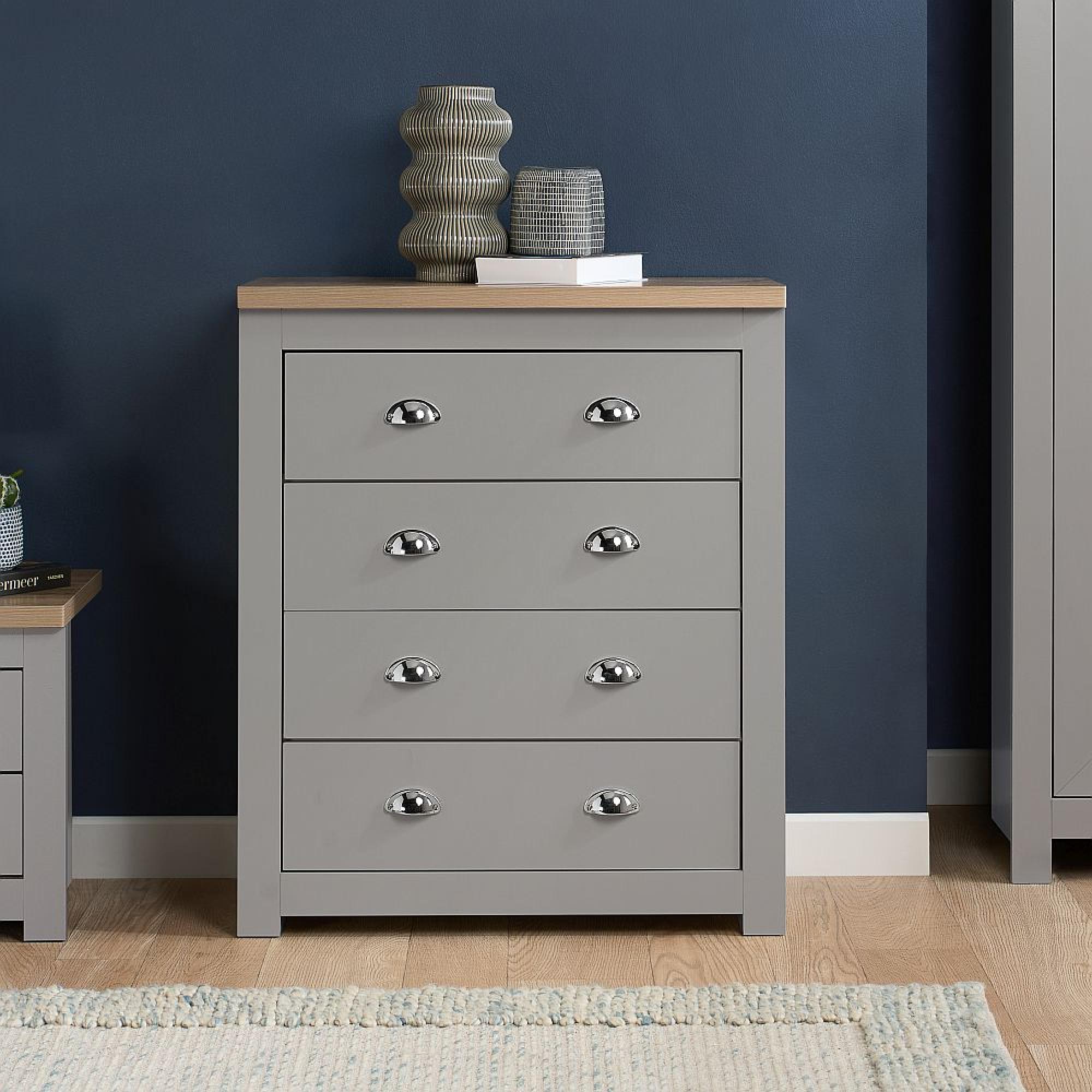 Highgate Chest - 4 Drawer - Grey Painted