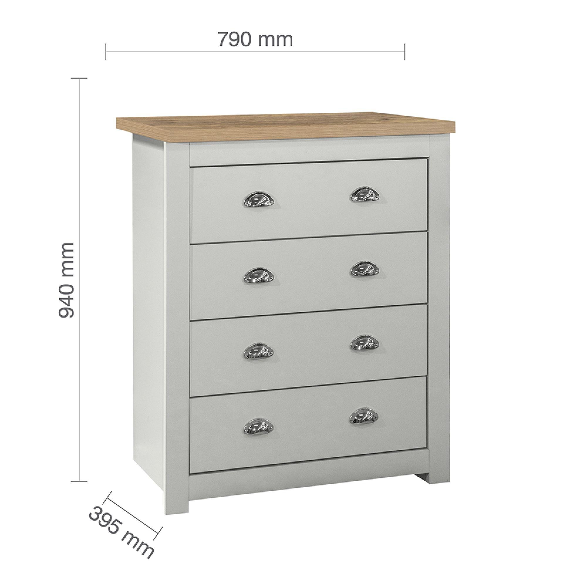 Highgate Chest - 4 Drawer - Grey Painted