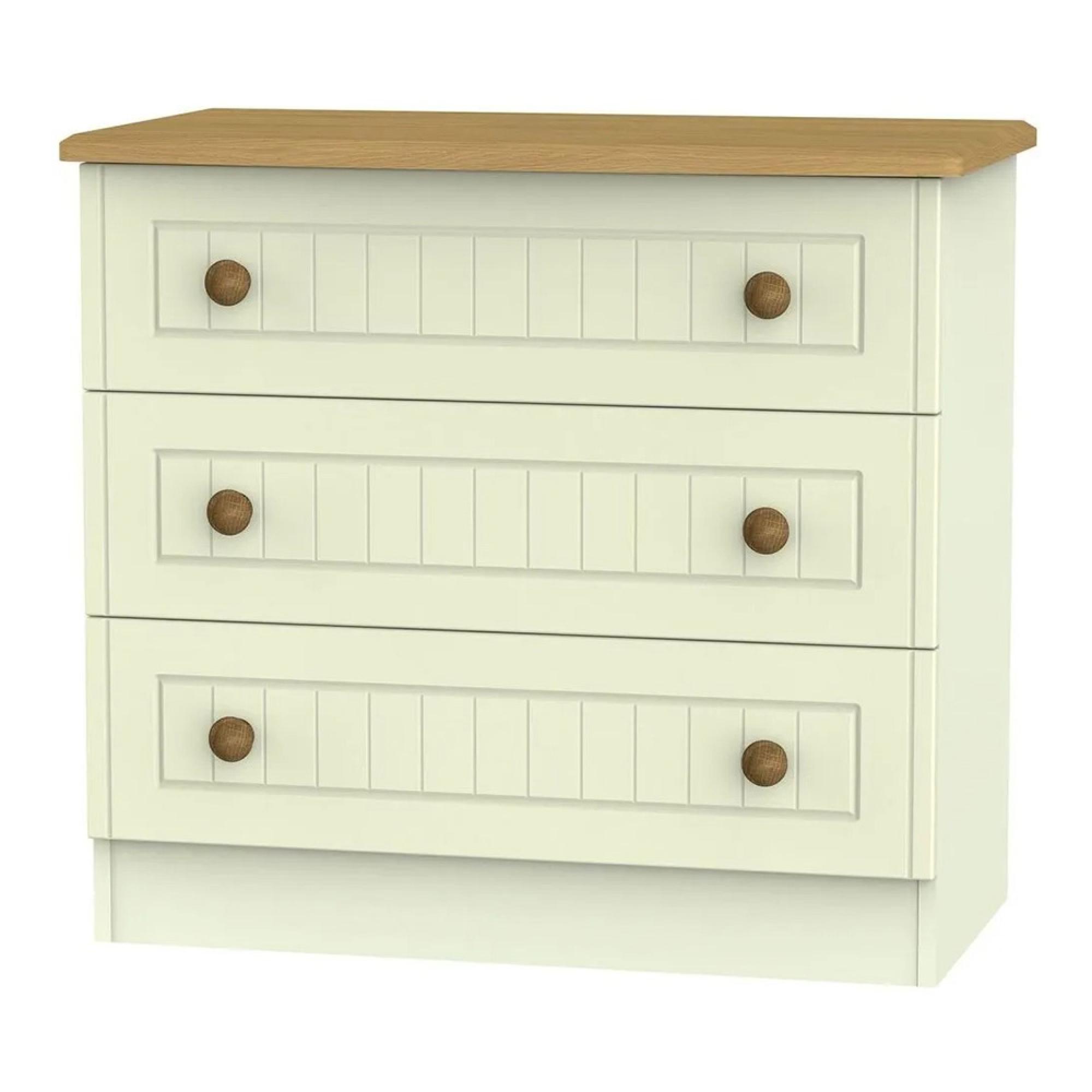 Warwick Chest - 3 Drawer - Small - Cream and Oak
