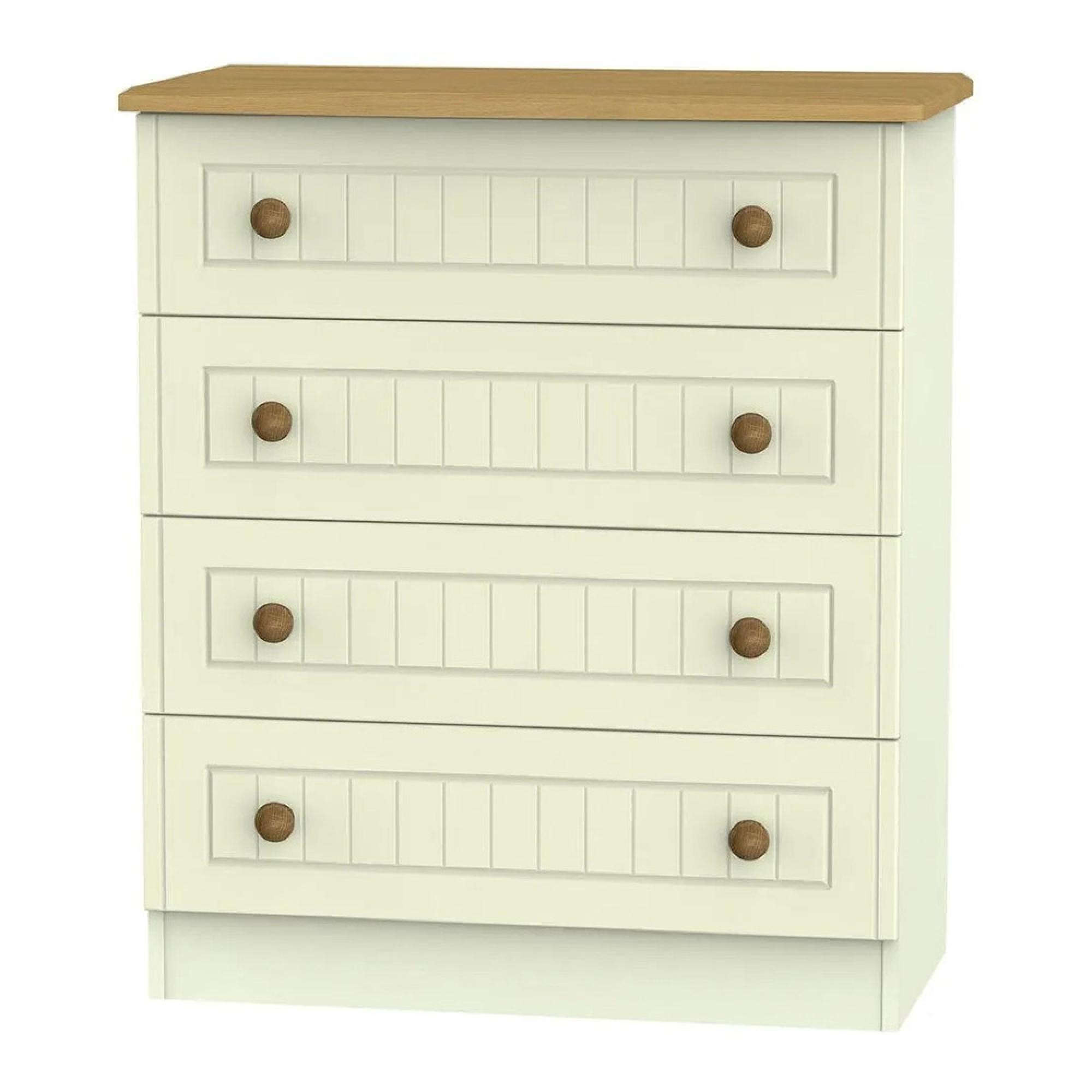 Warwick Chest - 4 Drawer - Cream and Oak