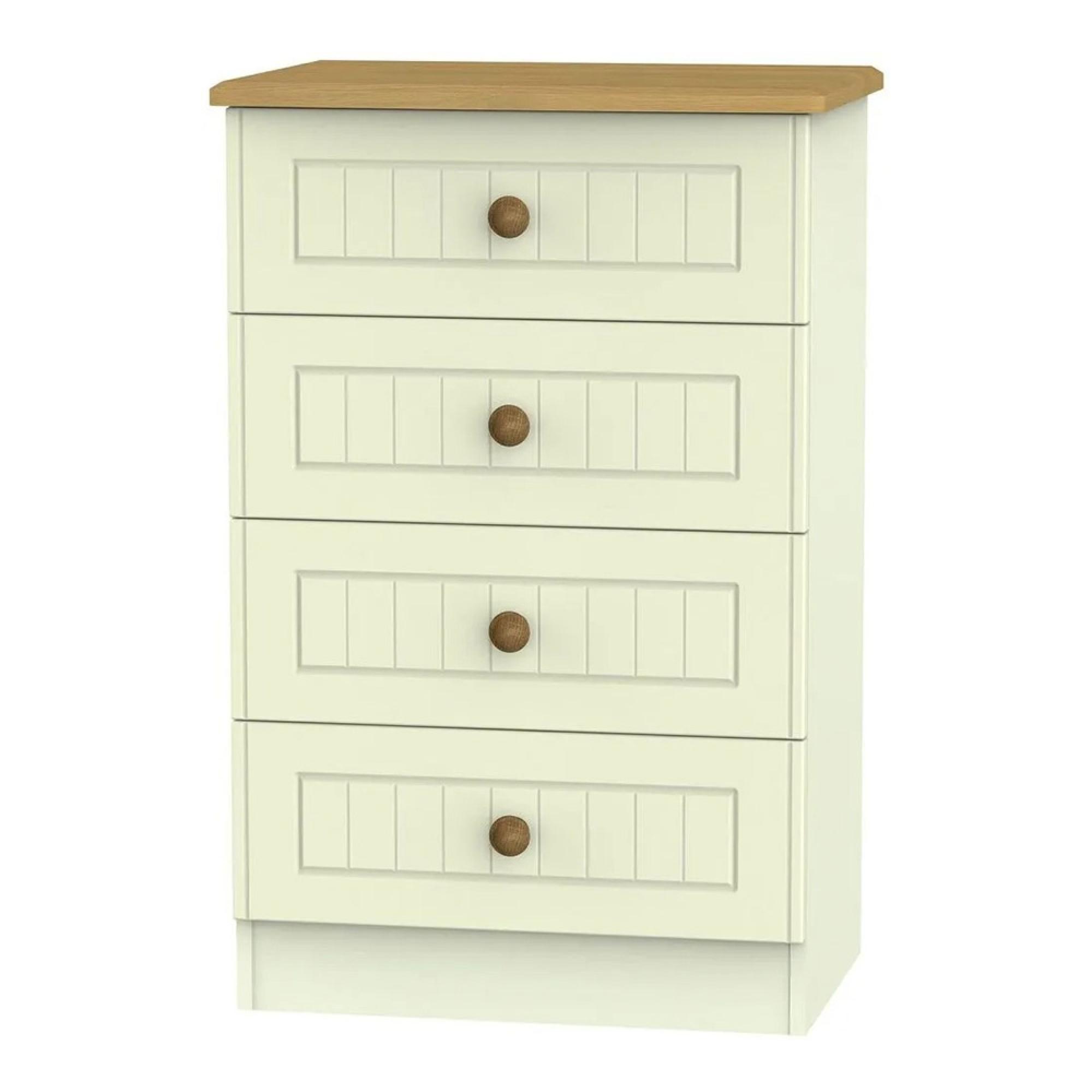 Warwick Chest - 4 Drawer - Midi - Cream and Oak