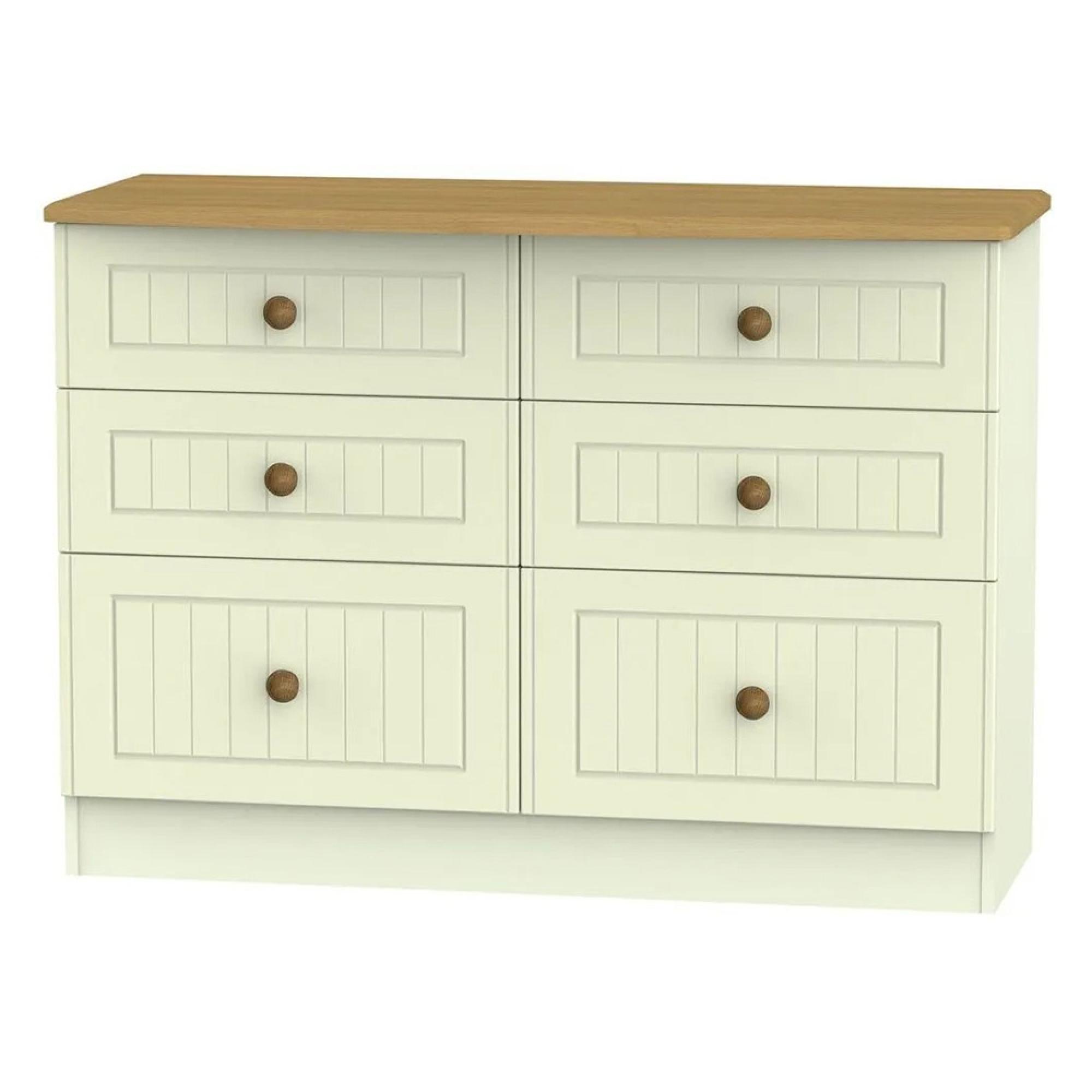 Warwick Chest - 6 Drawer - Midi - Cream and Oak