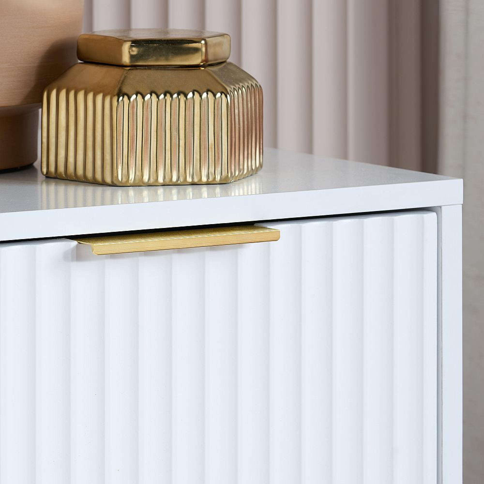 Zara Chest - 3 Drawer - Fluted - White - Gold Legs