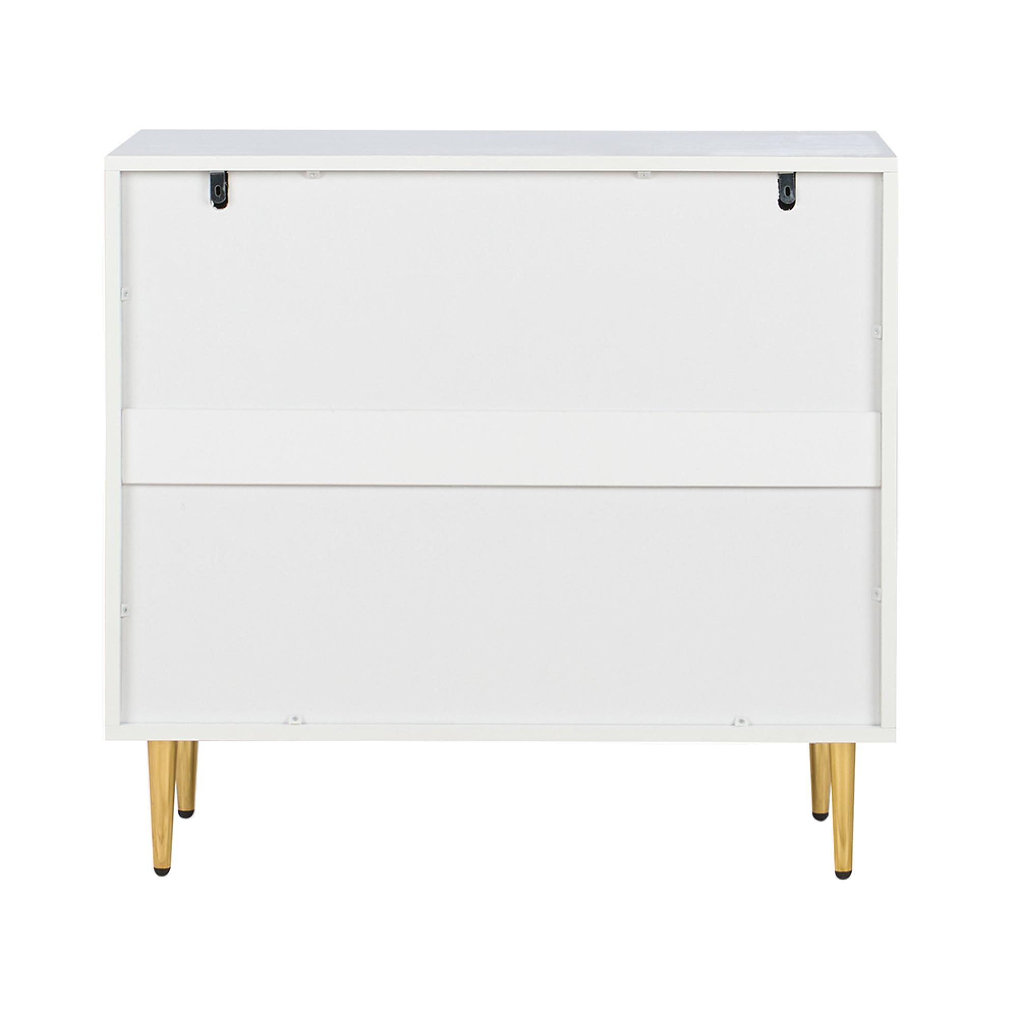 Zara Chest - 3 Drawer - Fluted - White - Gold Legs