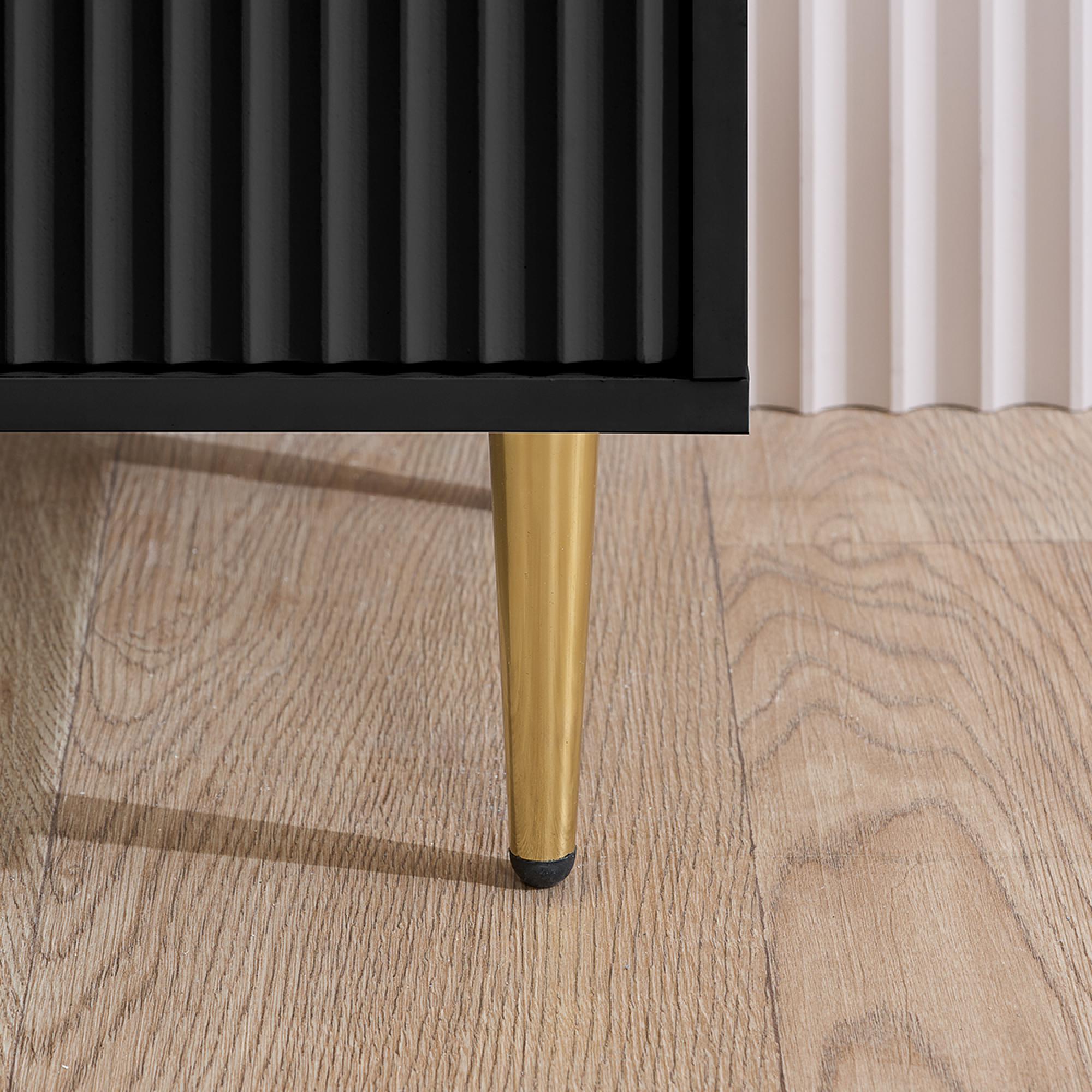 Zara Chest - 6 Drawer - Fluted - Black - Gold Legs