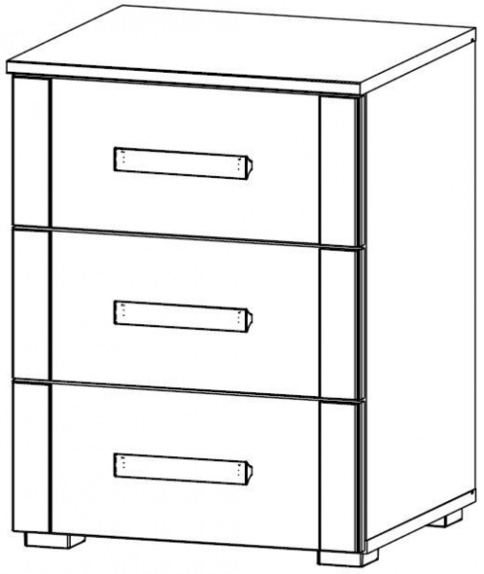 69JD : 3 Drawer Bedside Cabinet - Flat Packed