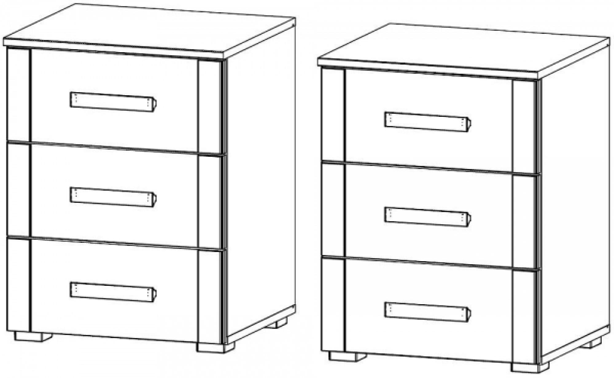 69KD : 3 Drawer Bedside Cabinet (Pair) - Flat Packed