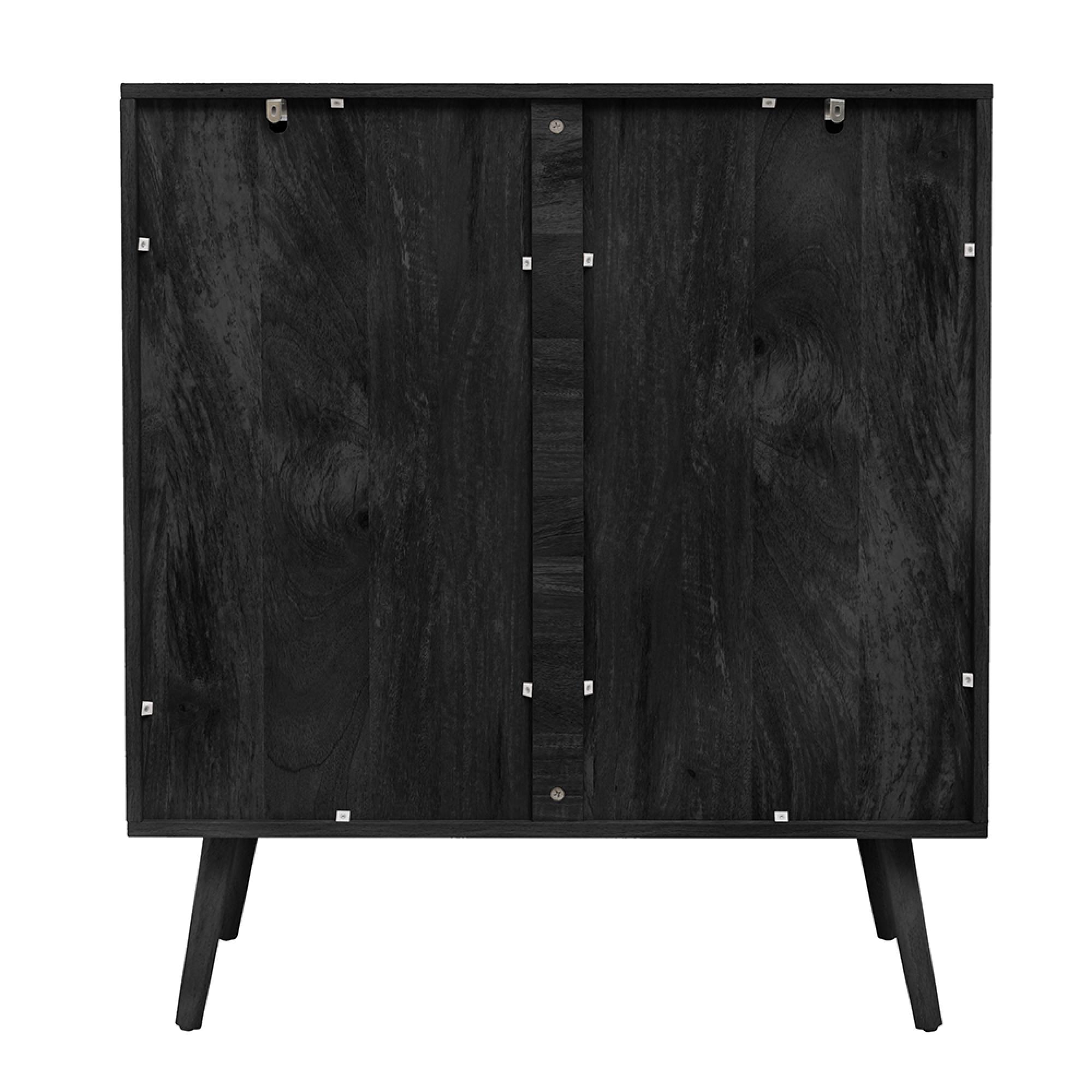 Noah Chest - 2+3 Drawer - Black and Rattan
