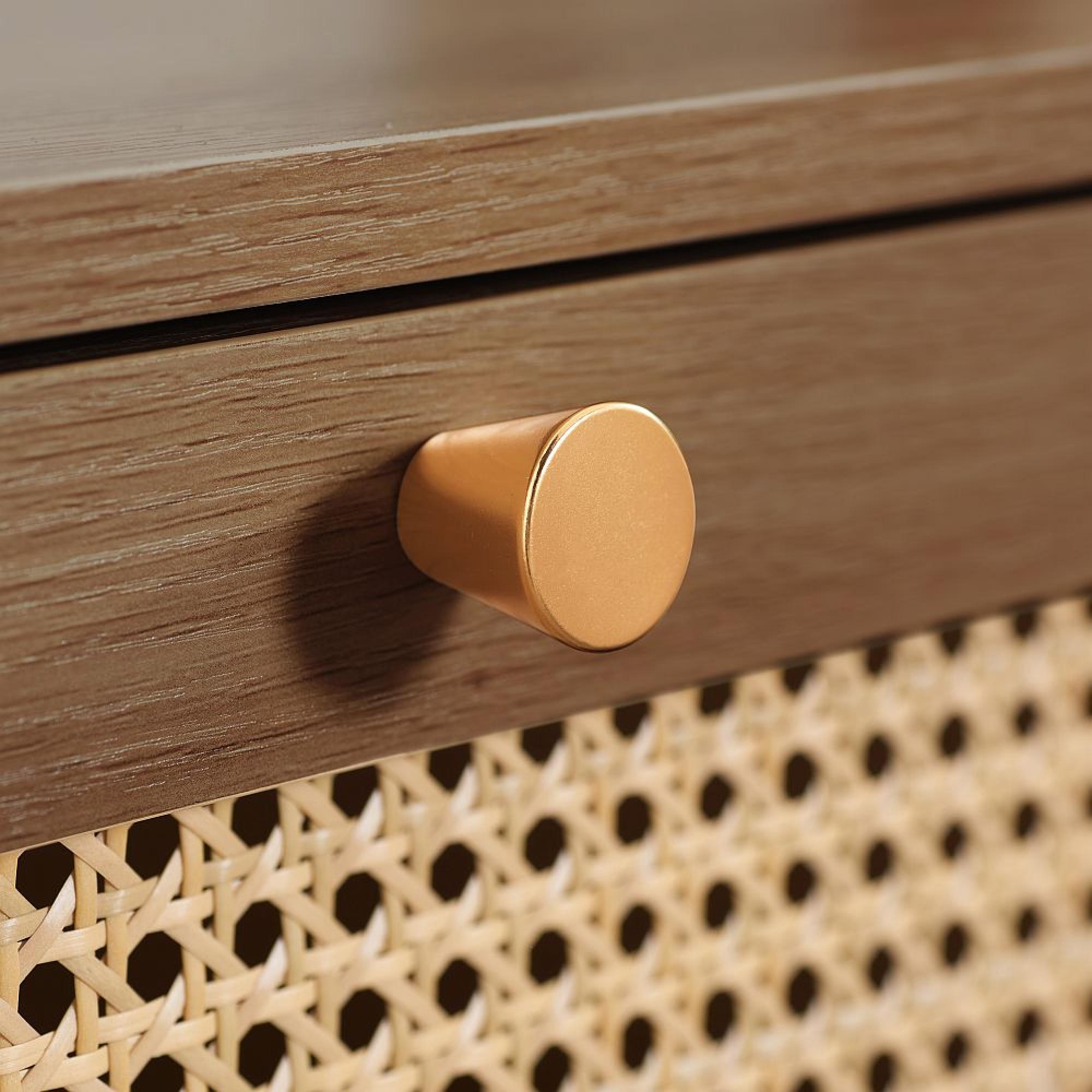 Croxley Chest - 2+3 Drawer - Walnut and Rattan