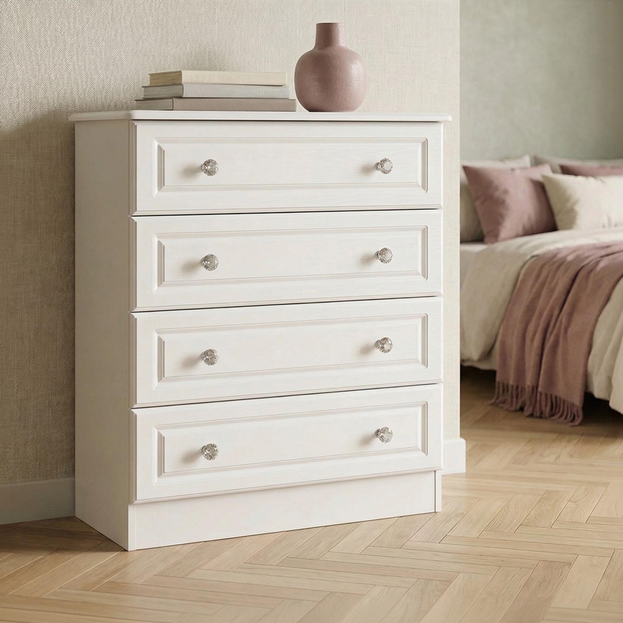 Crystal Chest - 4 Drawer - White