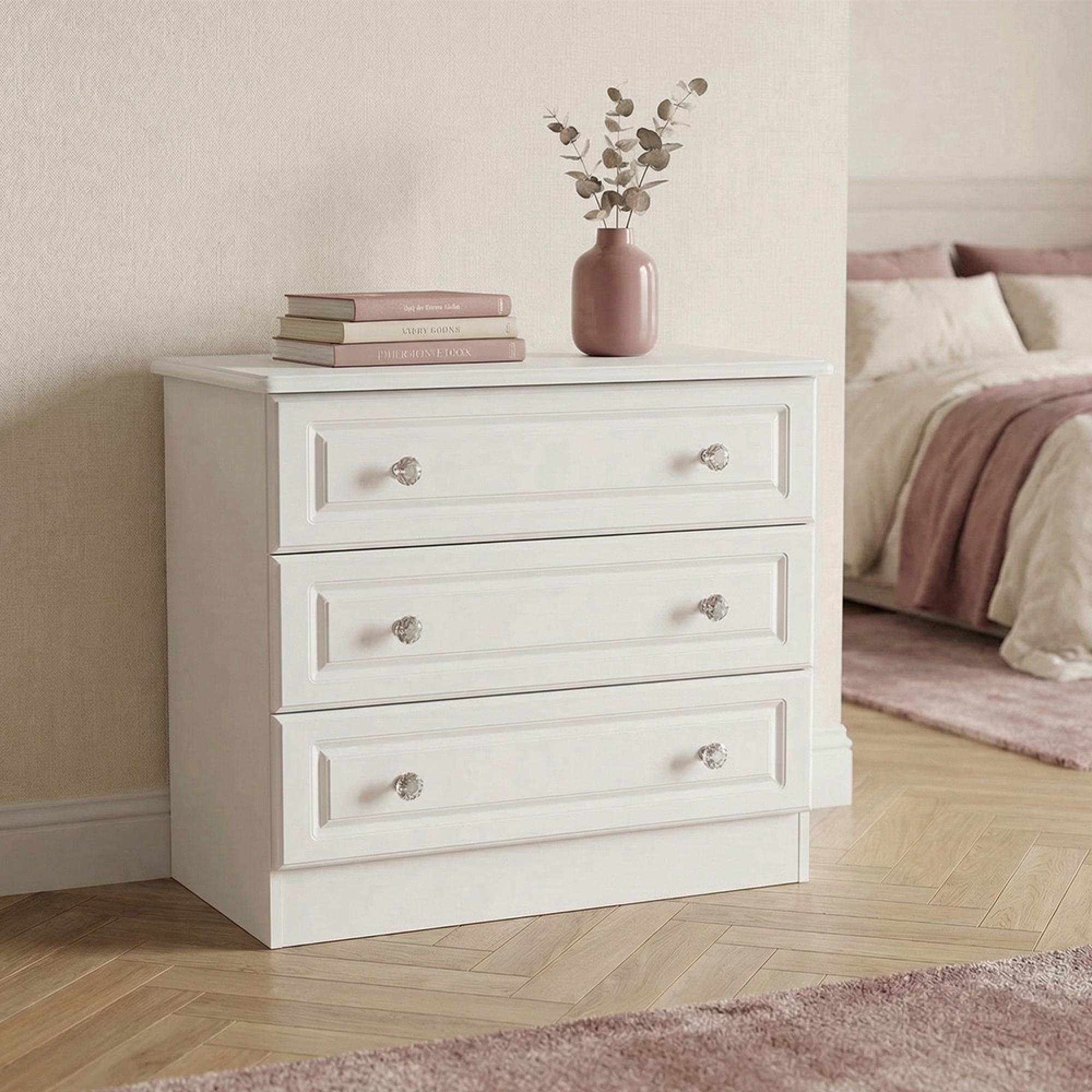 Crystal Small Chest - 3 Drawer - White