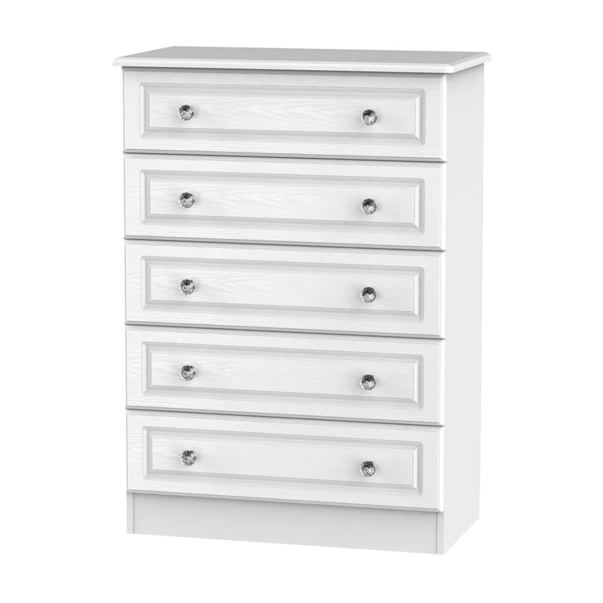 Crystal Chest - 5 Drawer - White