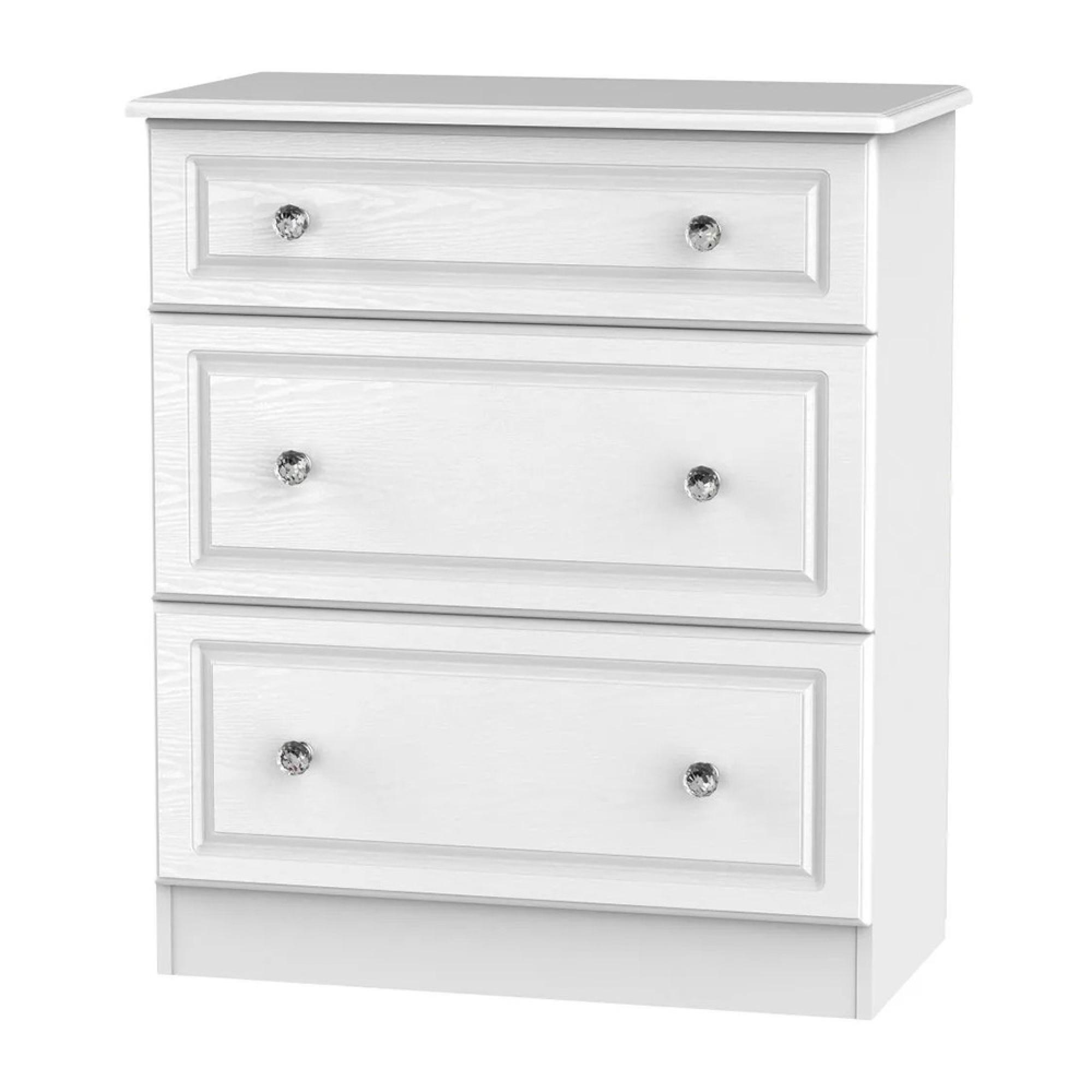 Crystal Deep Chest - 3 Drawer - White