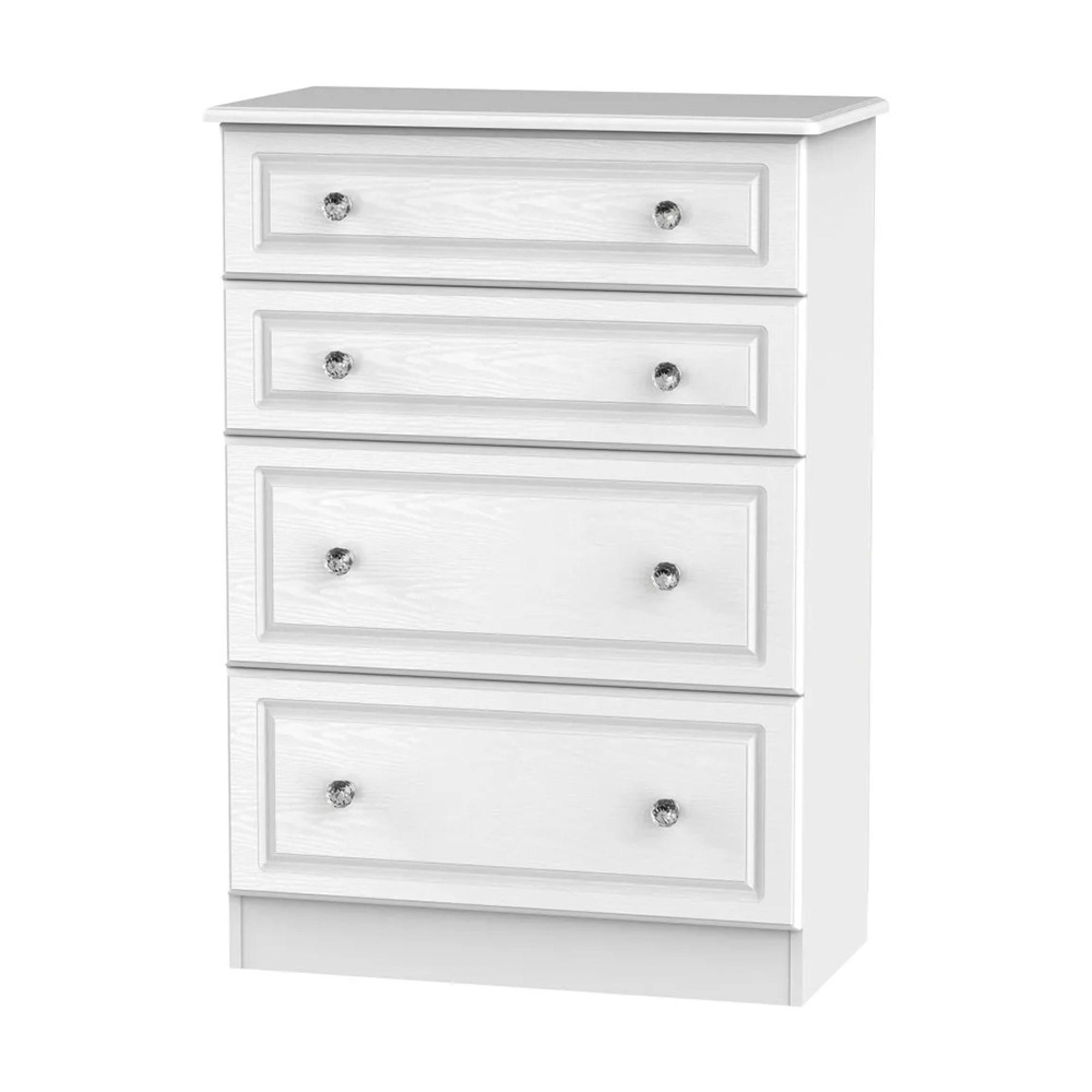Crystal Deep Chest - 4 Drawer - White