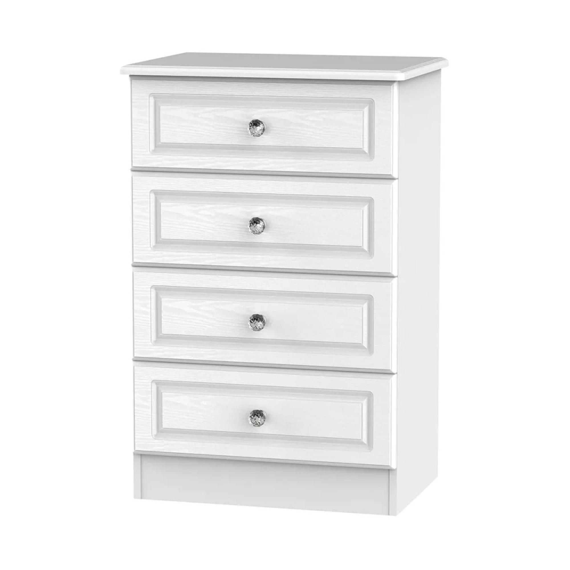 Crystal Midi Chest - 4 Drawer - White